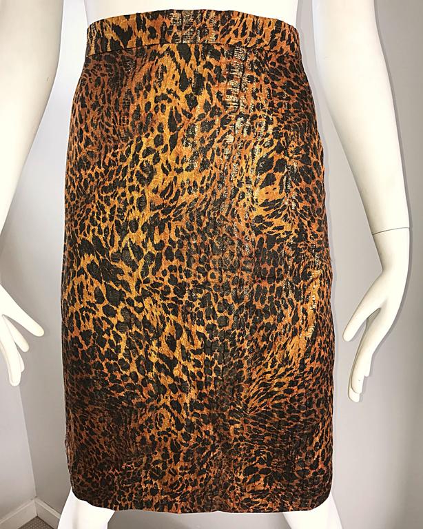 Vintage Escada Margaretha Ley Silk Leopard Print + Gold High Waist ...