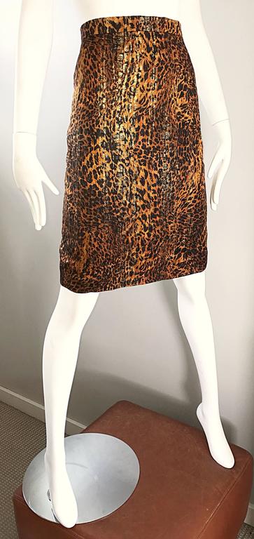 Vintage Escada Margaretha Ley Silk Leopard Print + Gold High Waist