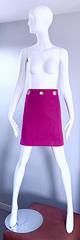 1990s Celine Hot Pink Fuchsia Cotton + Silk Gold Grommet Vintage 90s Mini Skirt