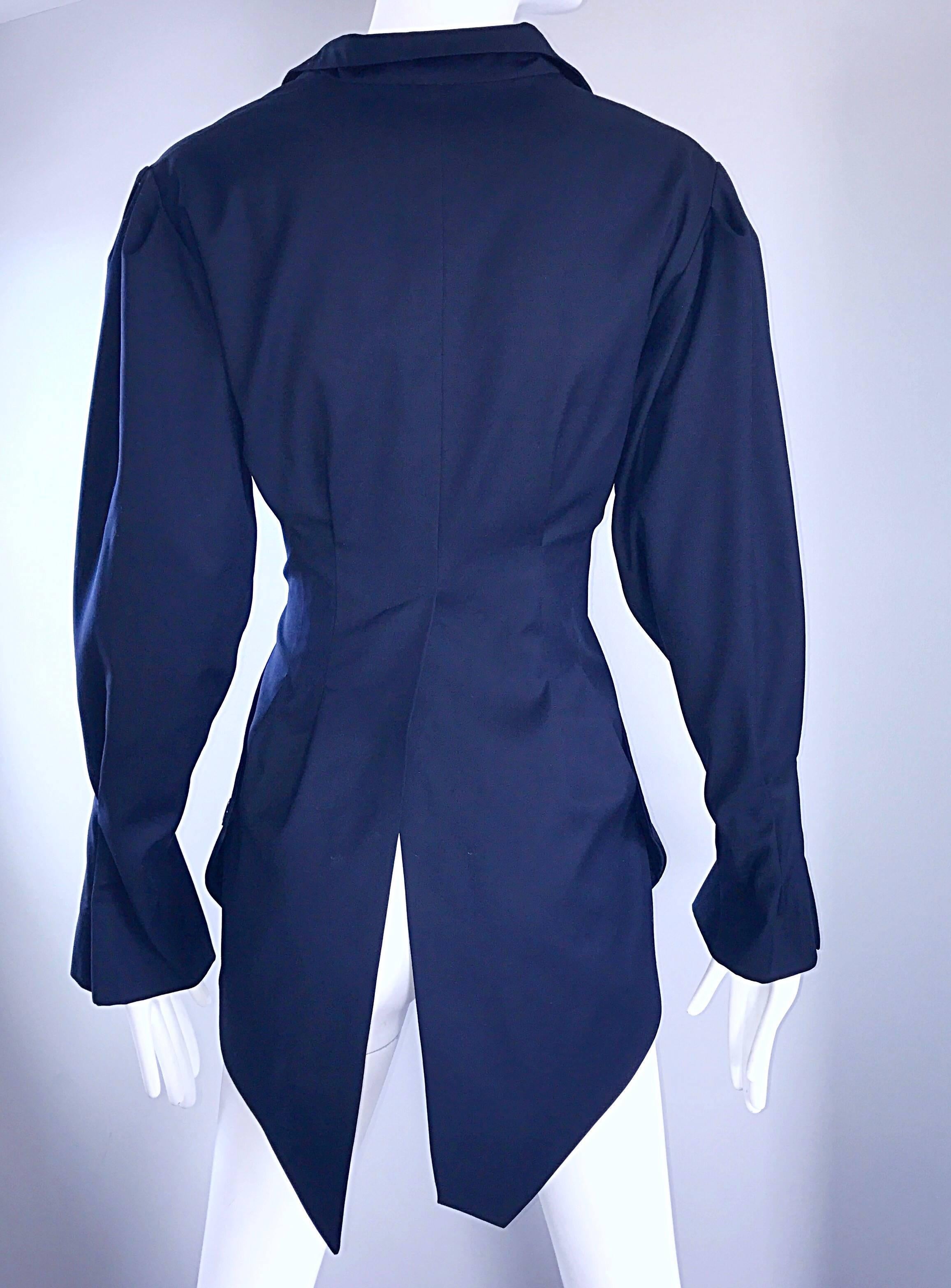Rubin Singer Midnight Blue 2008 Avant Garde Asymmetrical Dinner Tux Tail Jacket  In Excellent Condition For Sale In San Diego, CA
