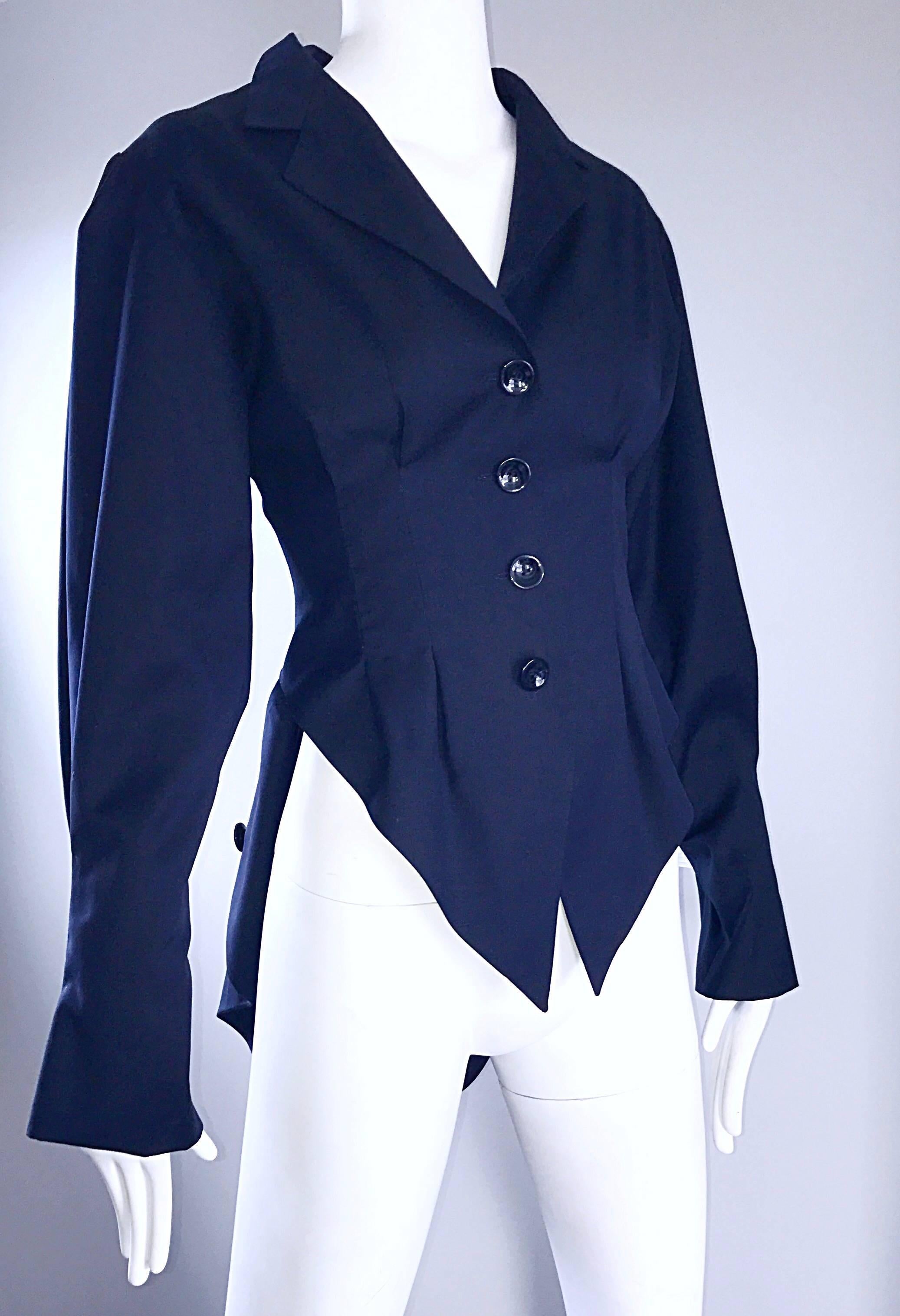 Rubin Singer Midnight Blue 2008 Avant Garde Asymmetrical Dinner Tux Tail Jacket  For Sale 1