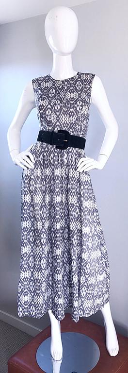 New Zimmermann Grey Lilac and White Ikat Print Chic Cotton Maxi Dress ...