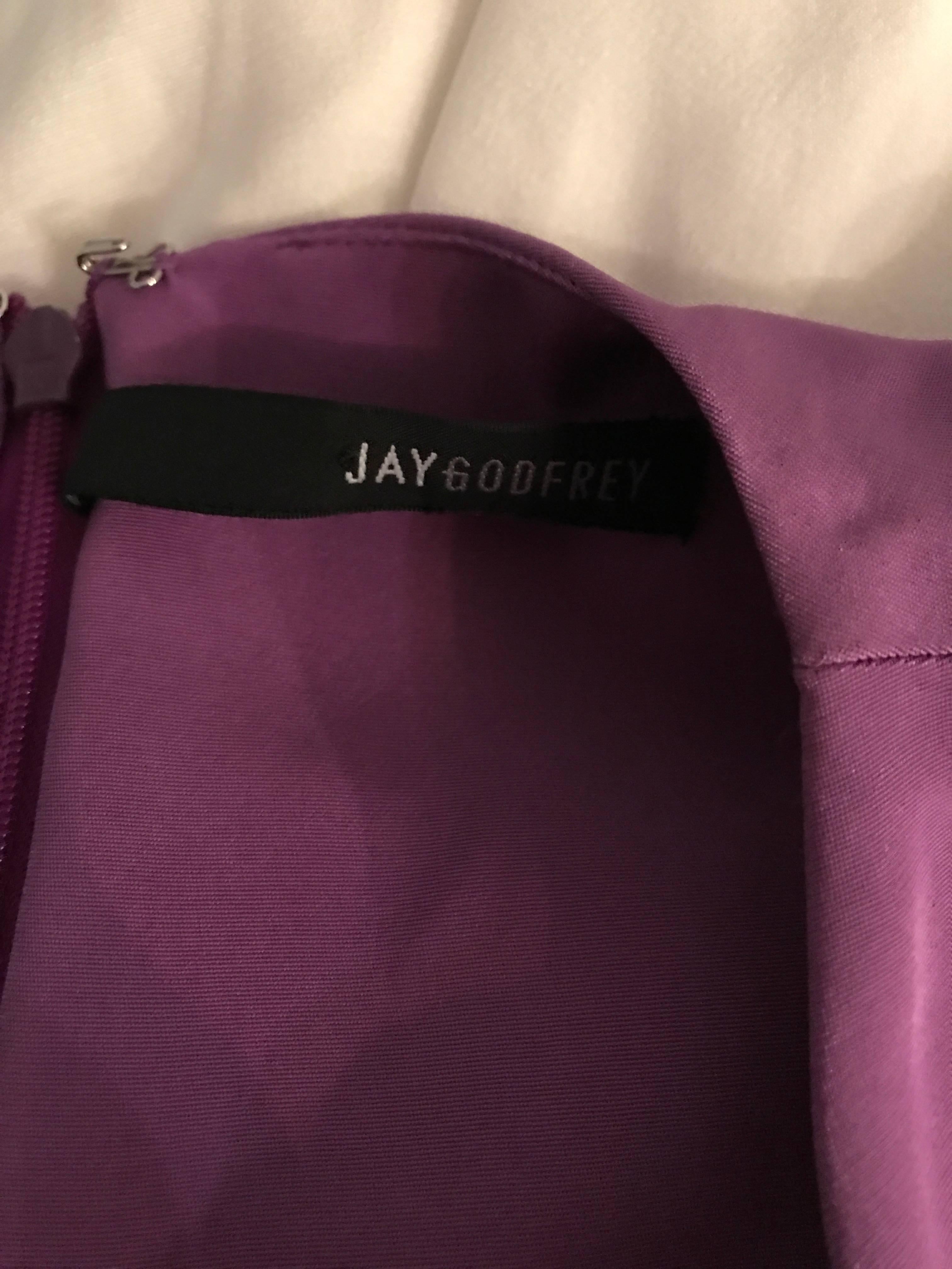 Neu Jay Godfrey Lavendelfarbenes Bodycon-Minikleid aus Seide mit kalten Schultern und Ausschnitt, neu im Angebot 5