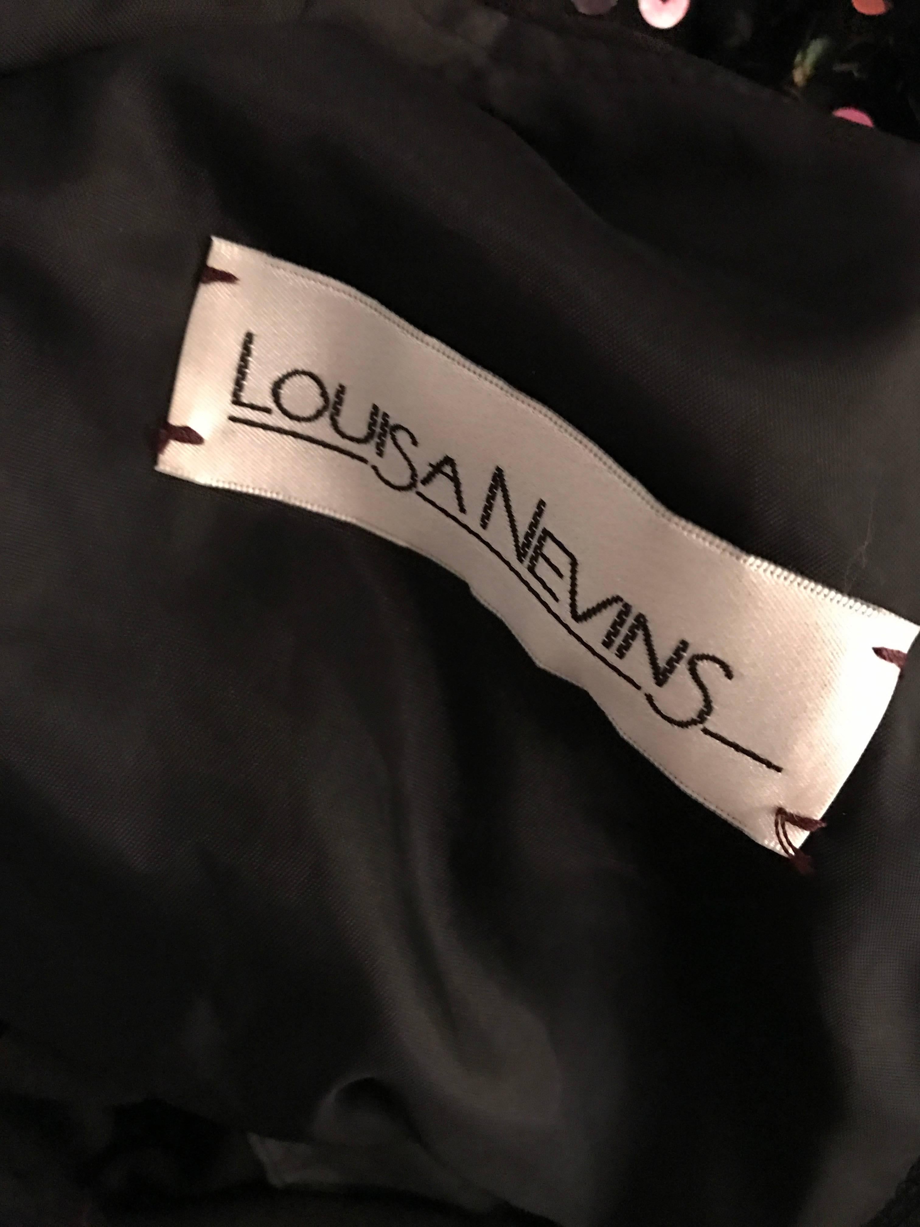 Robe moulante vintage Louisa Nevins à sequins colorés en jersey noir avec ceinture (années 1990)  en vente 5