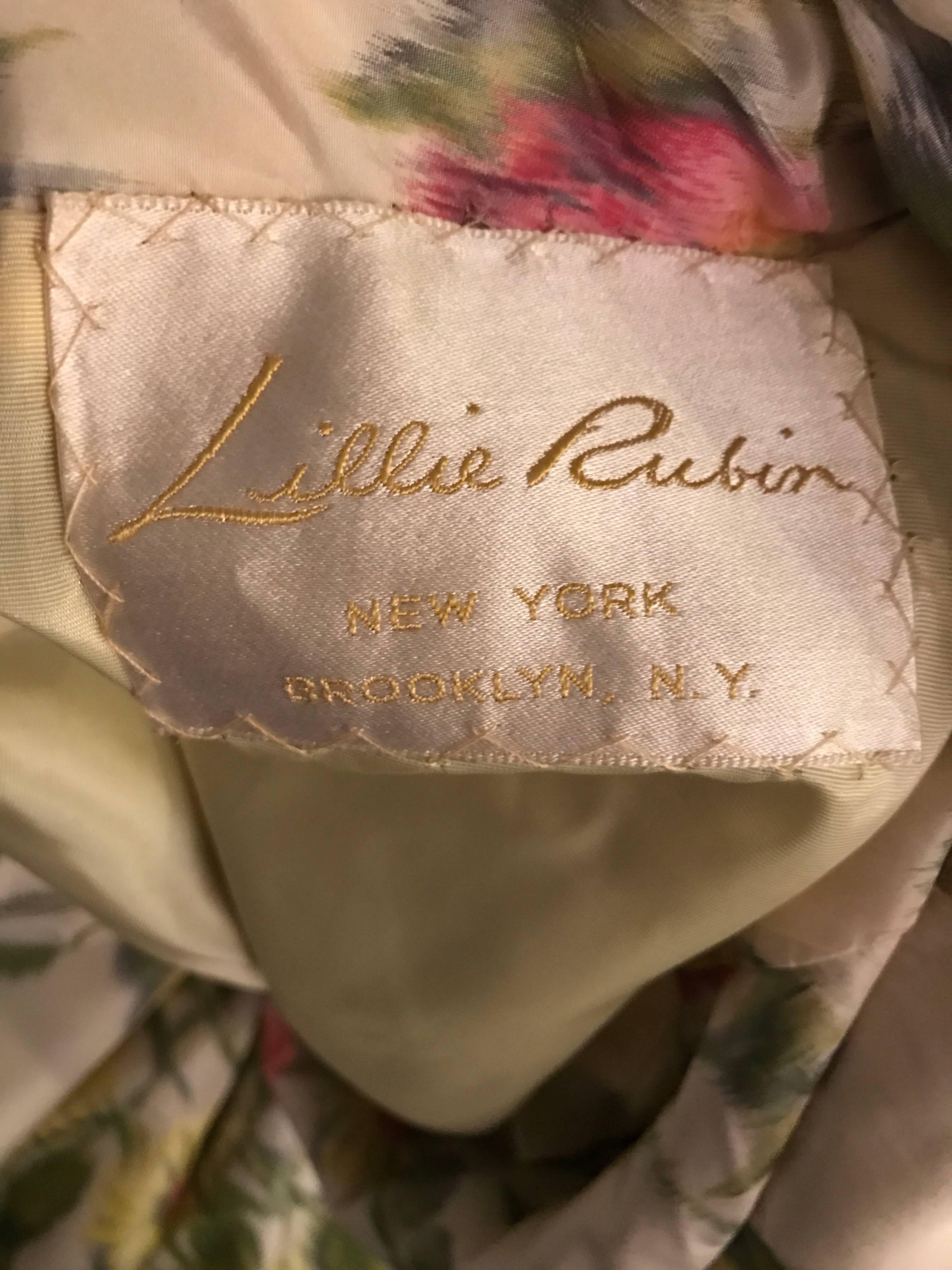 Lillie Rubin Floral Silk Vintage Trapeze Swing Opera Jacket Coat, 1950s  5