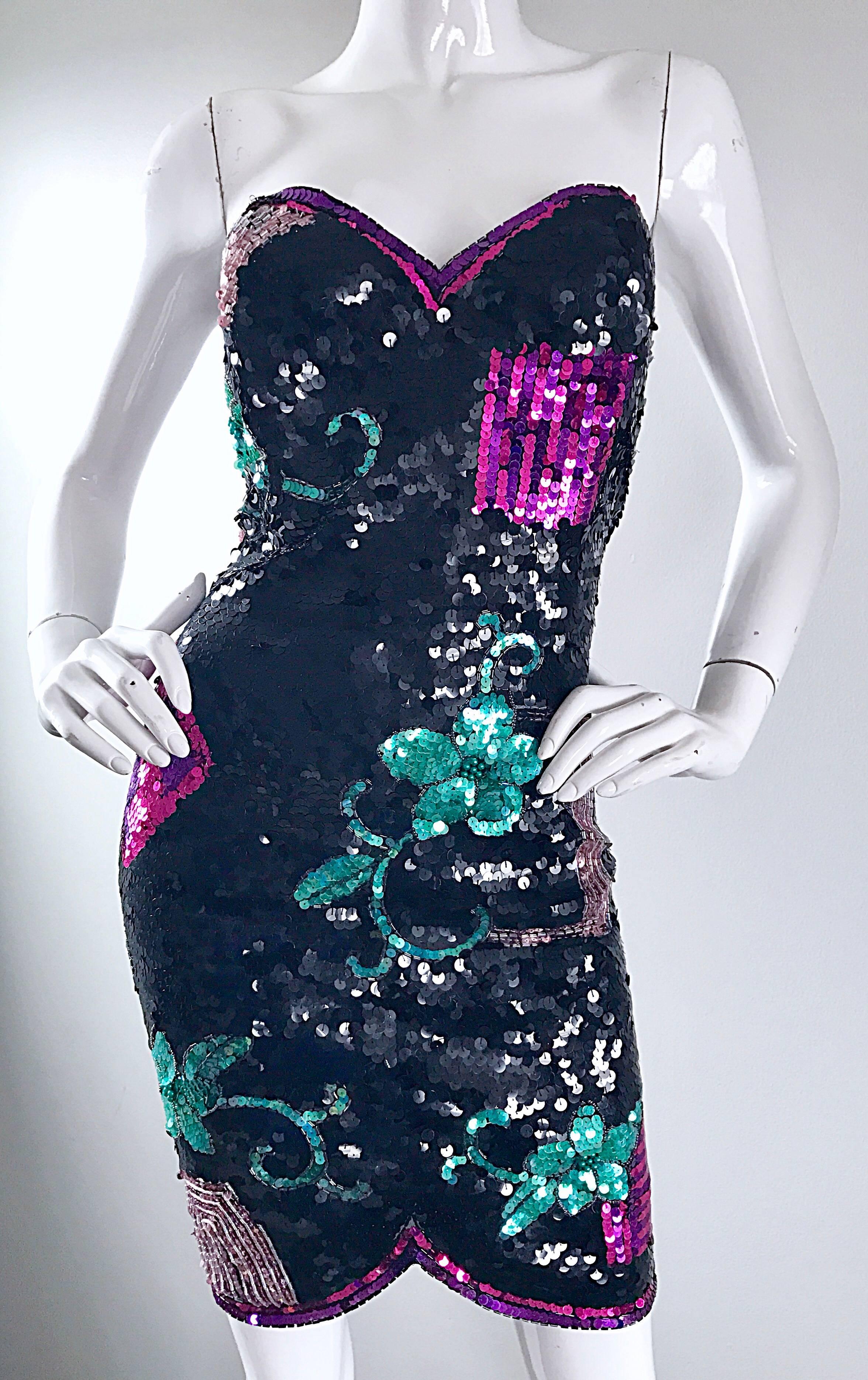 De las mujeres Vestido sin tirantes de lentejuelas y pedrería de los años 90 Vintage 90s