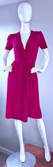 1970s Diane Von Furstenberg Vintage Shocking Hot Pink Silk Wrap Dress Size 2 / 4