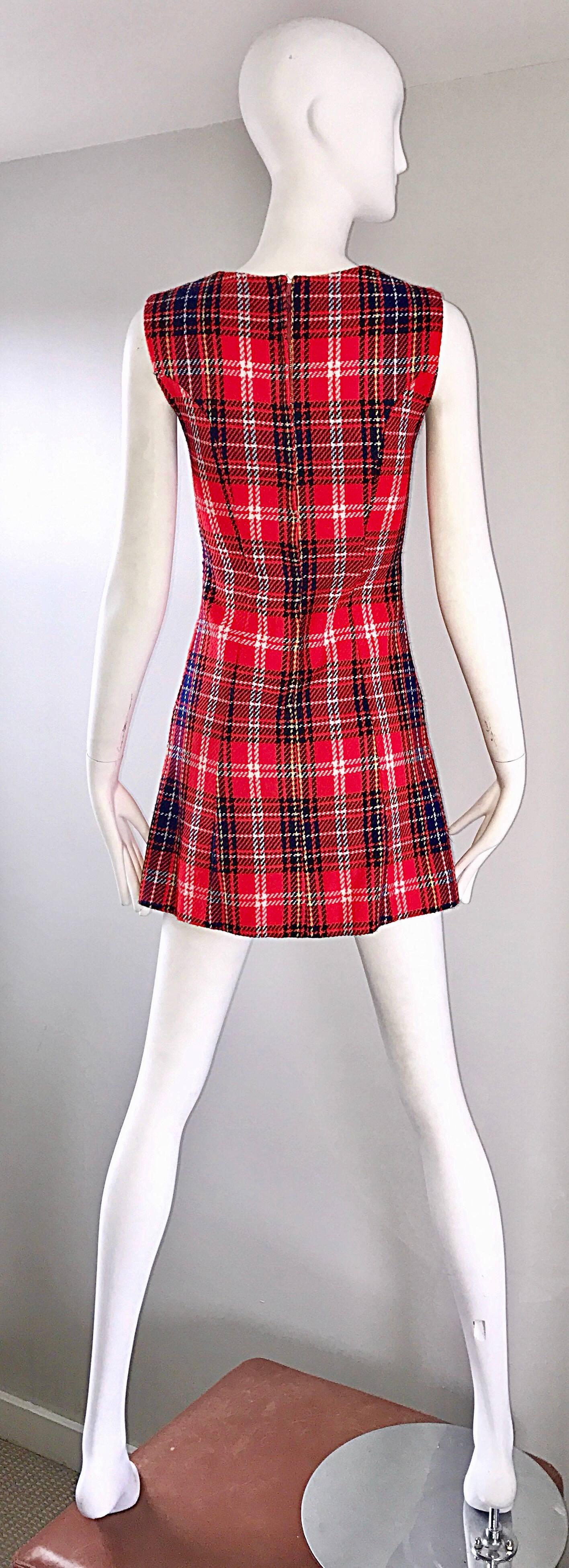 plaid 60s dress