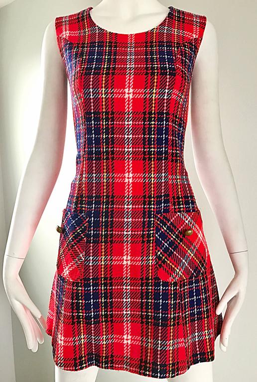 60s top plaid dress