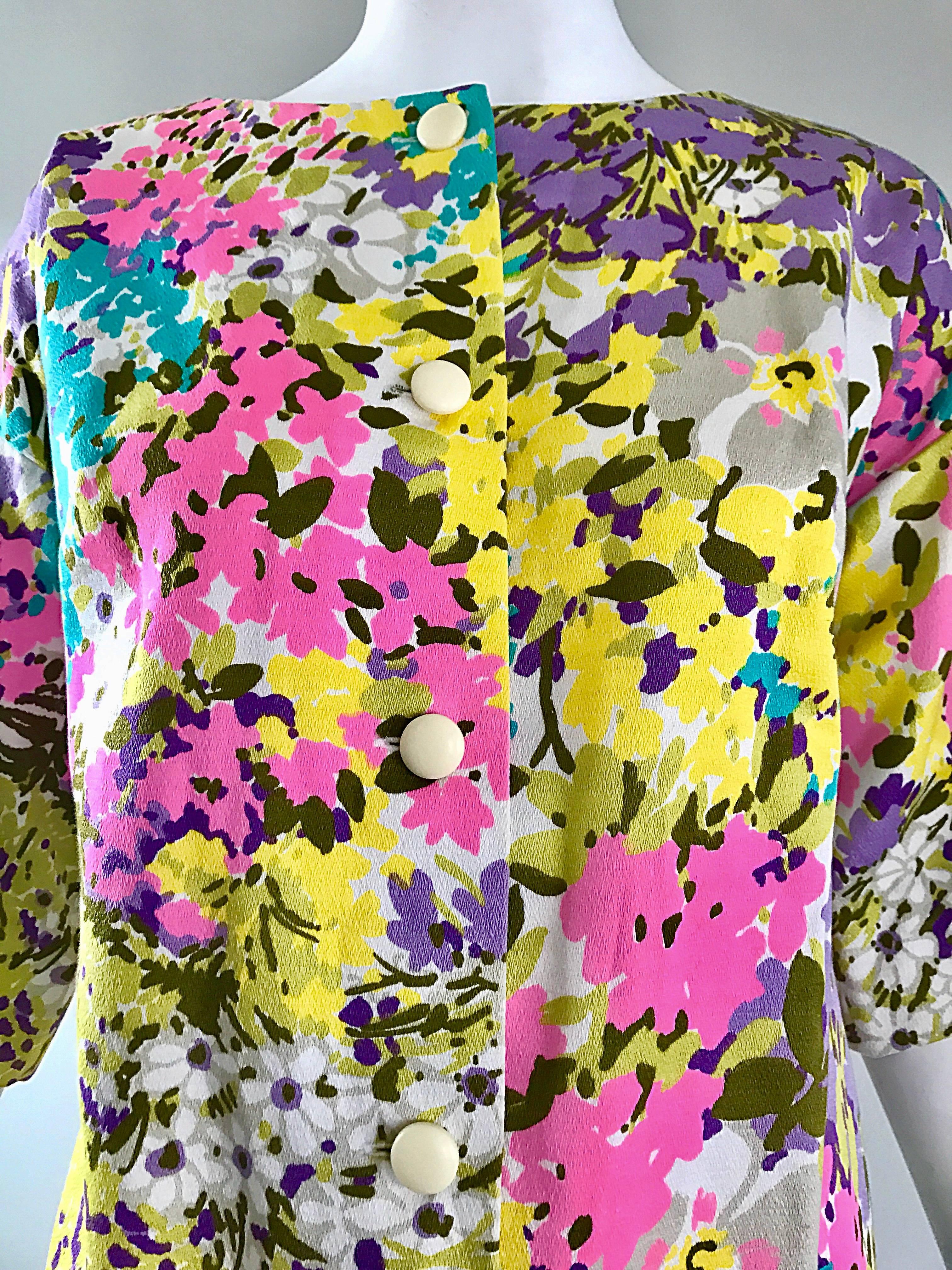 Beige Tori Richard pour I Magnin robe courte ou veste colorée vintage chic, années 60 en vente