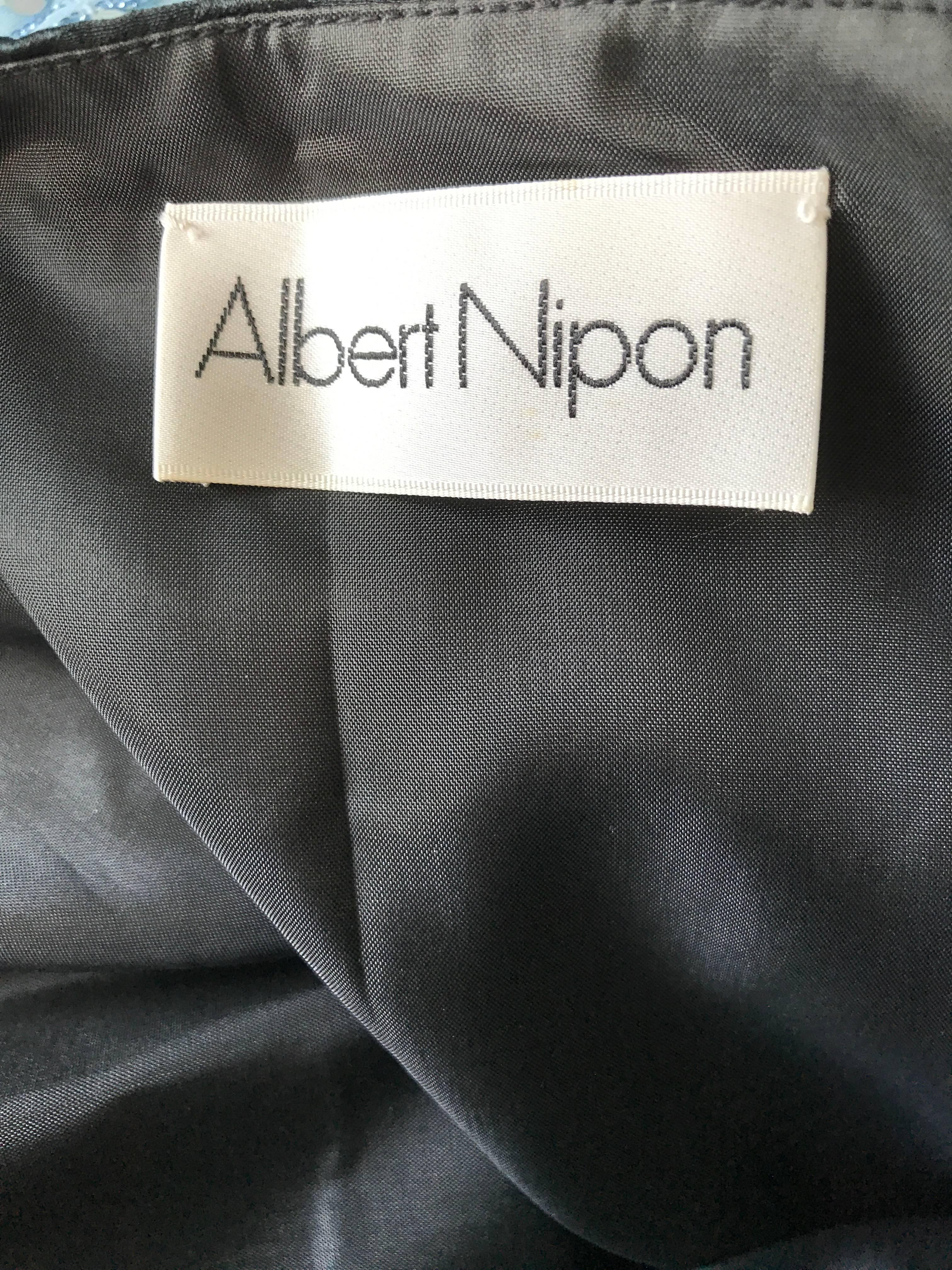 Vintage Albert Nipon 1990s Black Polka Dot Origami Strapless Silk Dress Size 6 For Sale 6