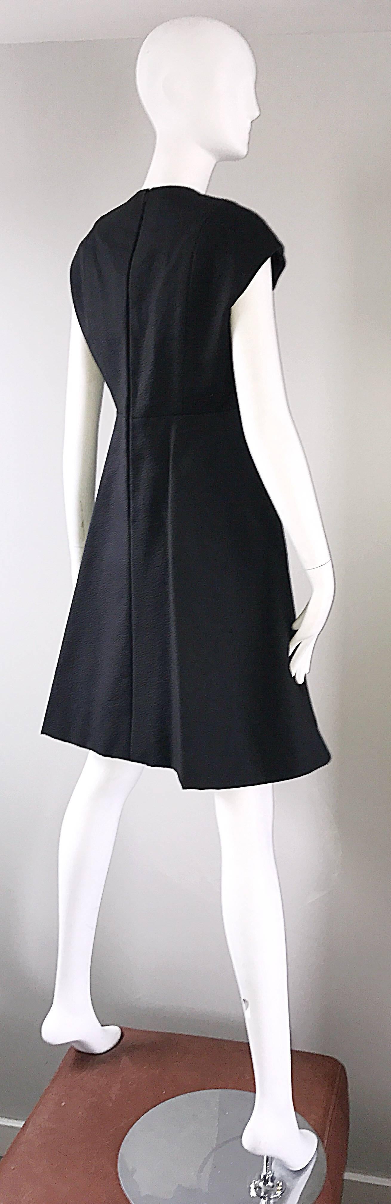 Geoffrey Beene 1960s Rare Black Silk Cut - Out Space Age A - Line Vintage Dress For Sale 1