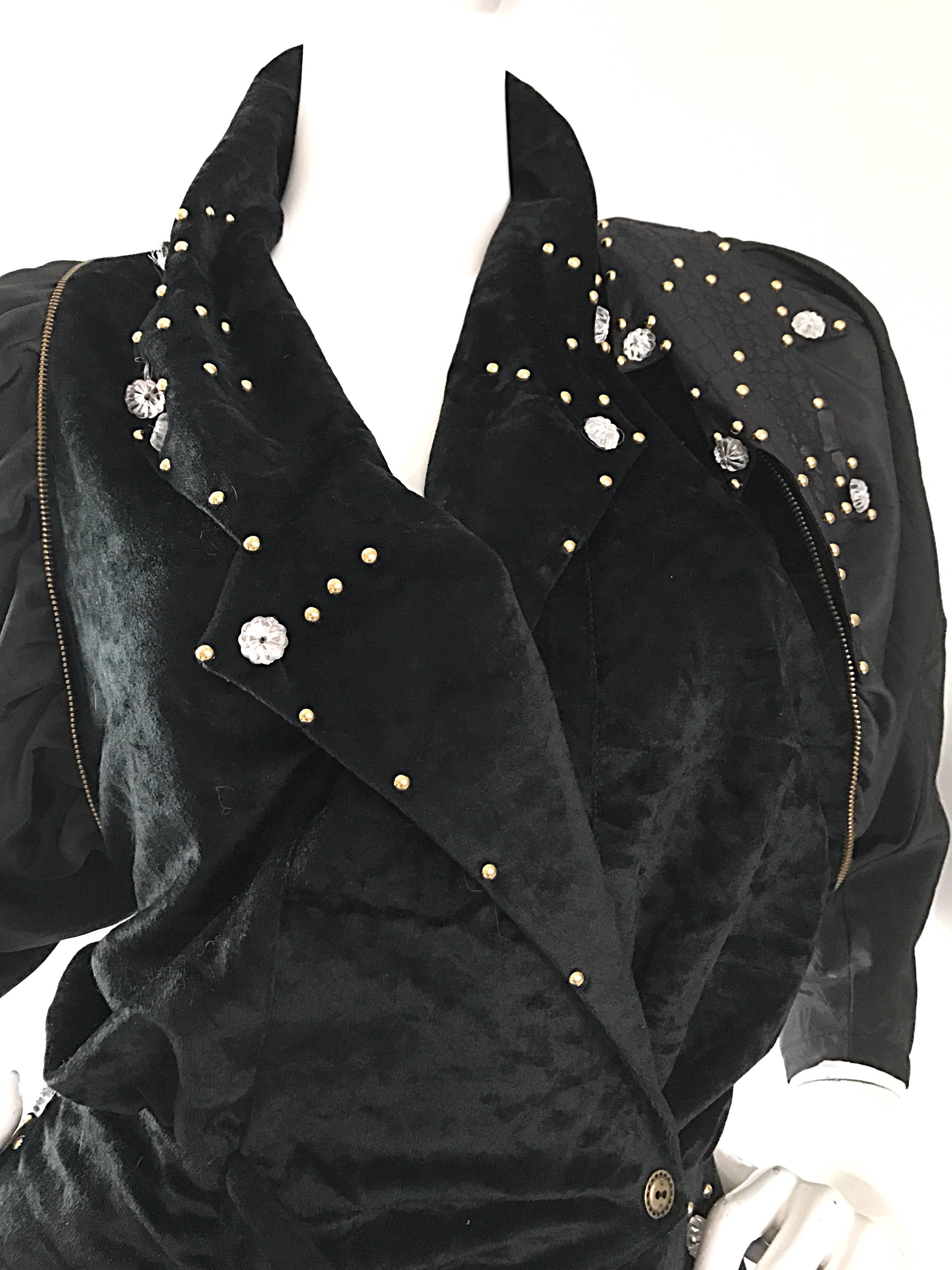 Amazing Vintage Eccetera Made in Italy Black 80s Avant Garde Jacket & Skirt Suit 4