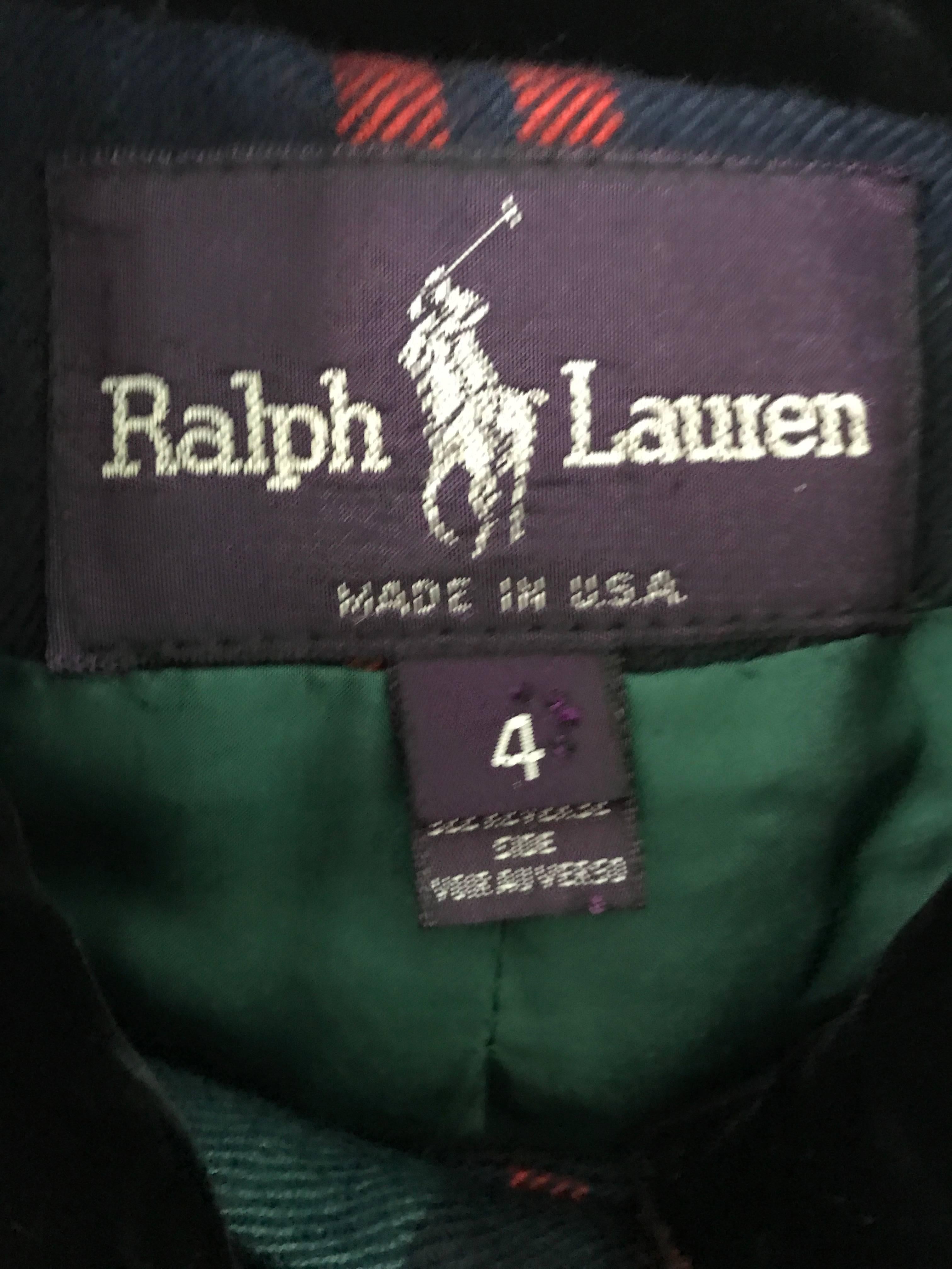 Chic 1990s Ralph Lauren Purple Label Tartan Plaid Vintage Cropped Wool ...
