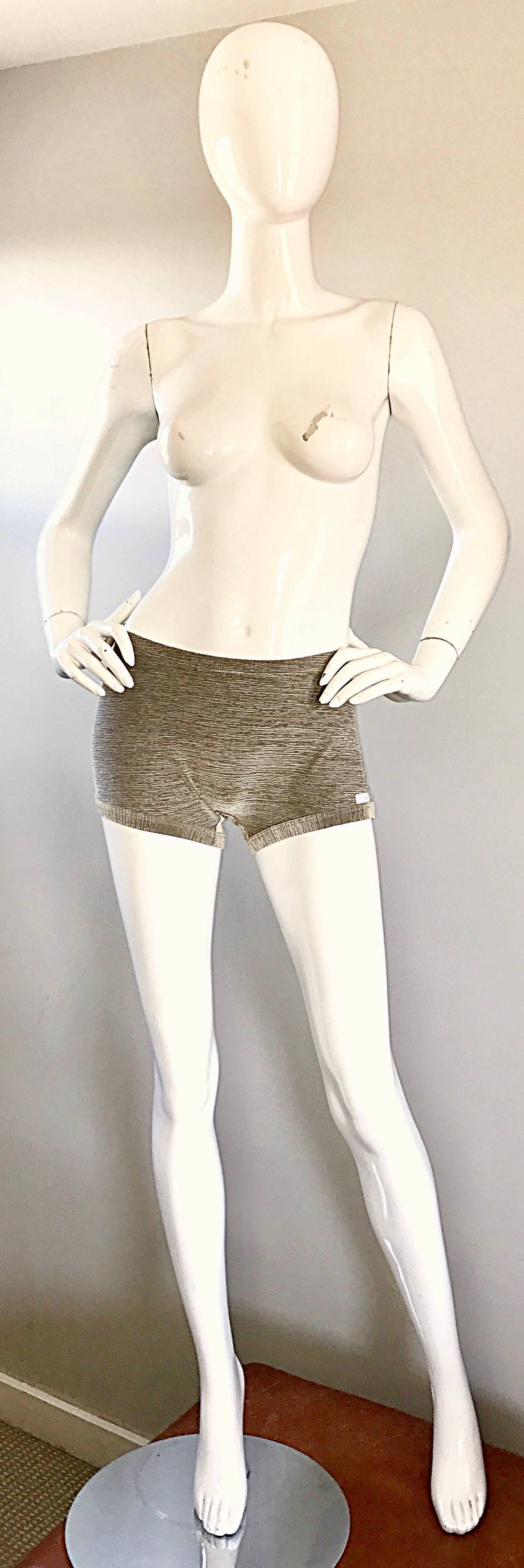 Vintage Pierre Cardin 1970s Gold Metallic Sexy 70s Disco Hot Pants / Shorts  1