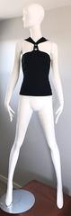 Michael Kors Collection Black Double Faced Jersey Keyhole Halter Top Size 6