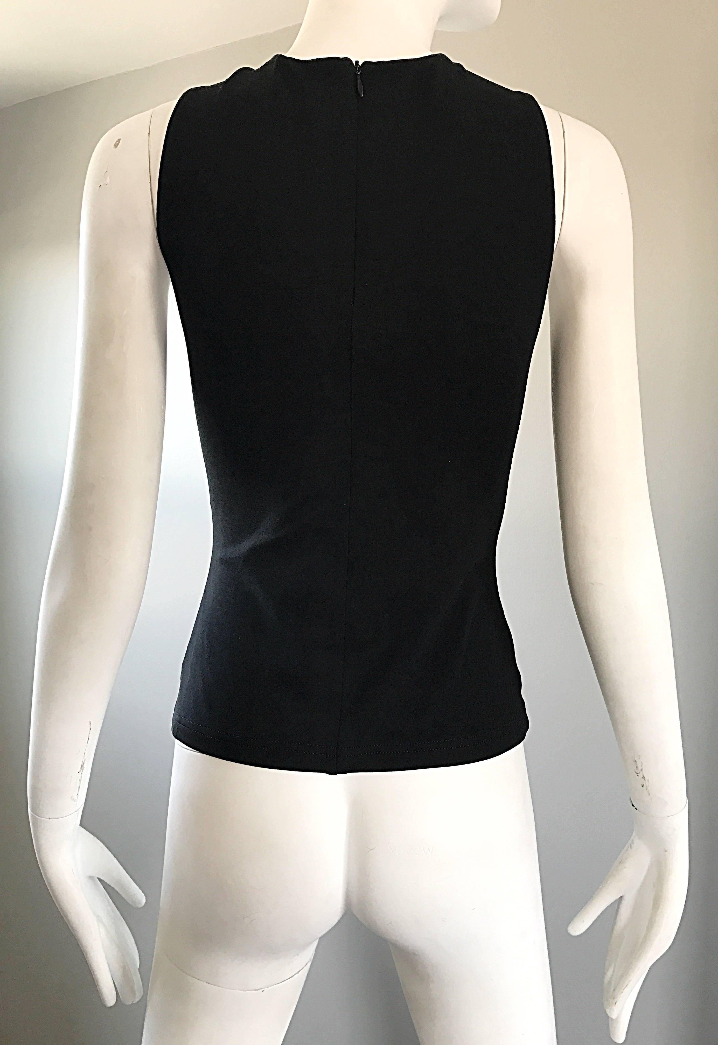 Michael Kors Collection Black Double Faced Jersey Keyhole Halter Top Size 6 For Sale 1