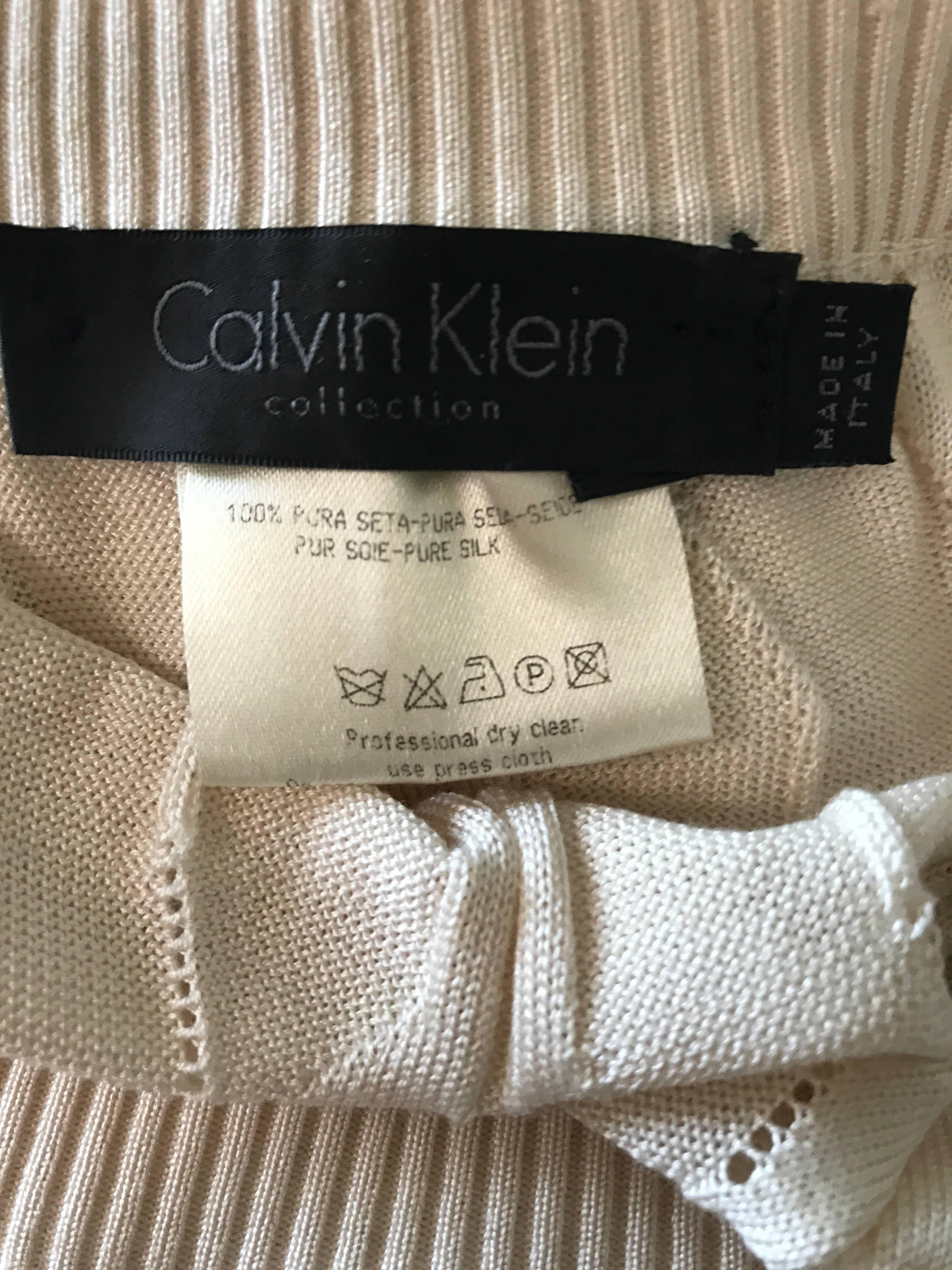 1990s Calvin Klein Collection Ivory Silk Mini Skirt Or Strapless Top Unworn 90s For Sale 5