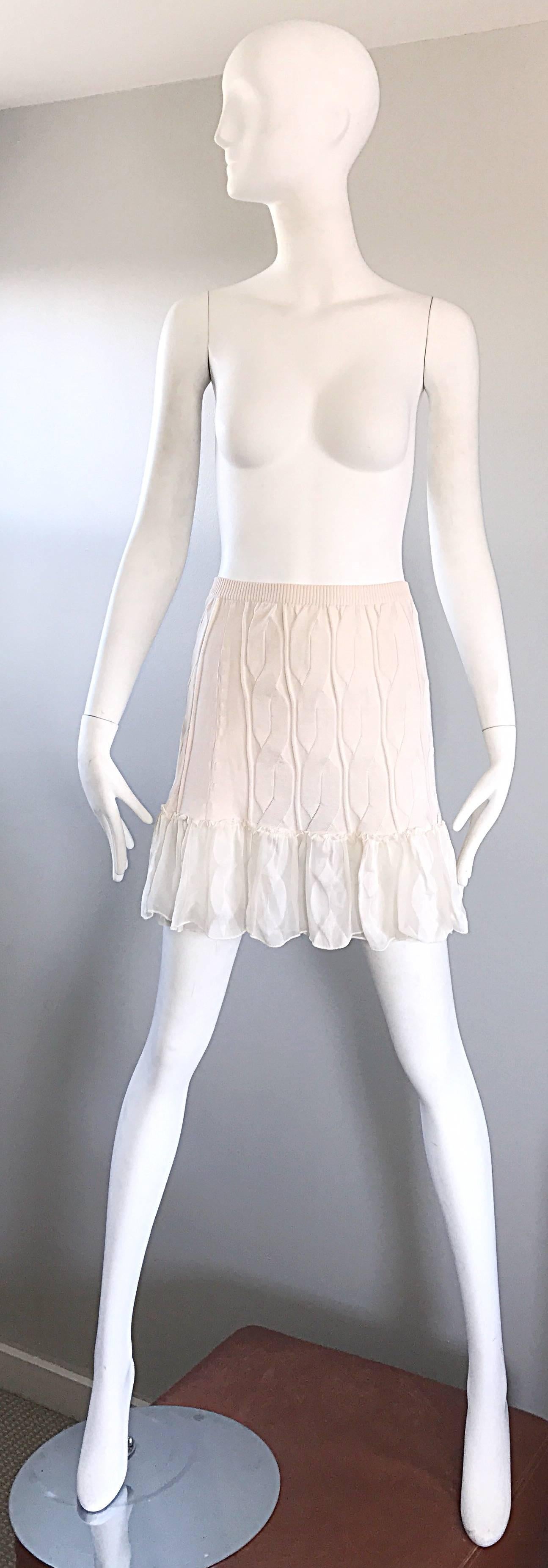 Chic vintage 1990s unworn CALVIN KLEIN COLLECTION silk mini skirt OR strapless top! This is one of those pieces that TRULY can be worn as wither a skirt or blouse, and looks like it is supposed to actually be one of those! Classic off-white ivory