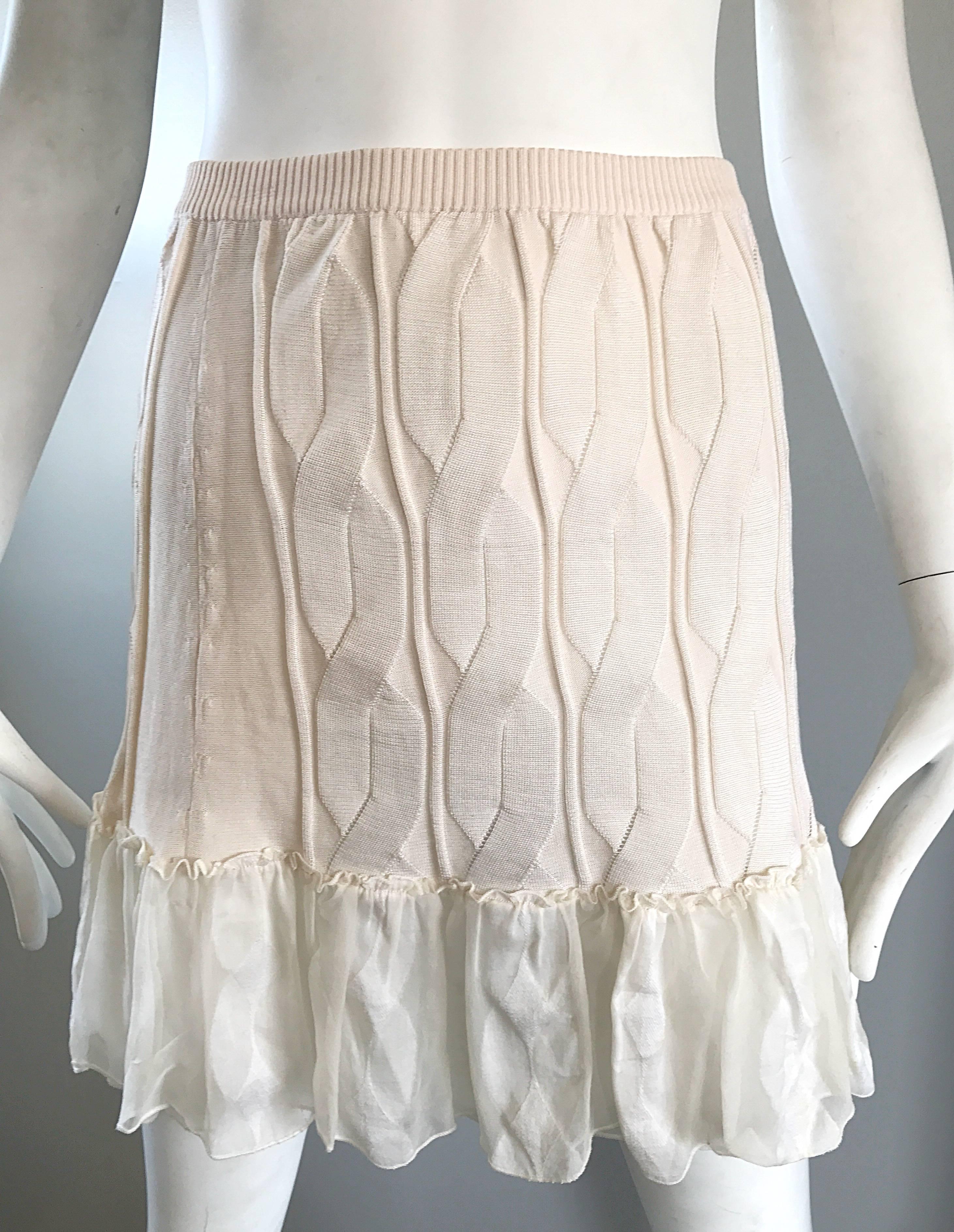 1990s Calvin Klein Collection Ivory Silk Mini Skirt Or Strapless Top Unworn 90s In New Condition For Sale In San Diego, CA