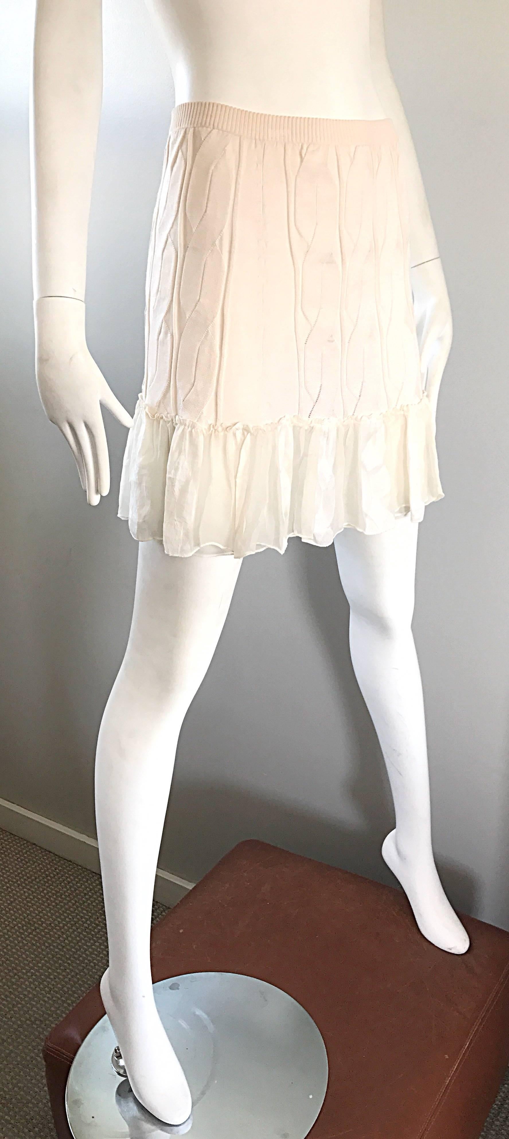 1990s Calvin Klein Collection Ivory Silk Mini Skirt Or Strapless Top Unworn 90s For Sale 1