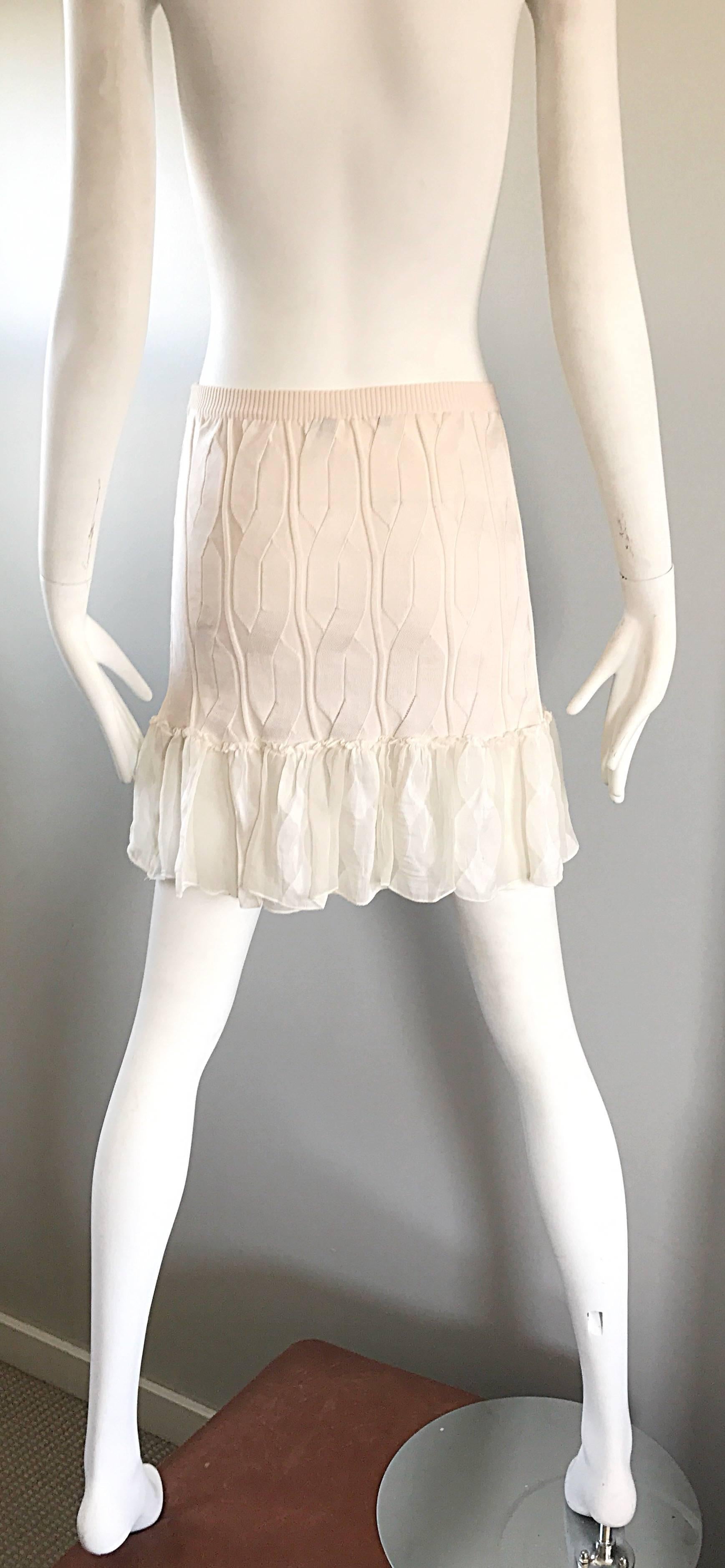 1990s Calvin Klein Collection Ivory Silk Mini Skirt Or Strapless Top Unworn 90s For Sale 2