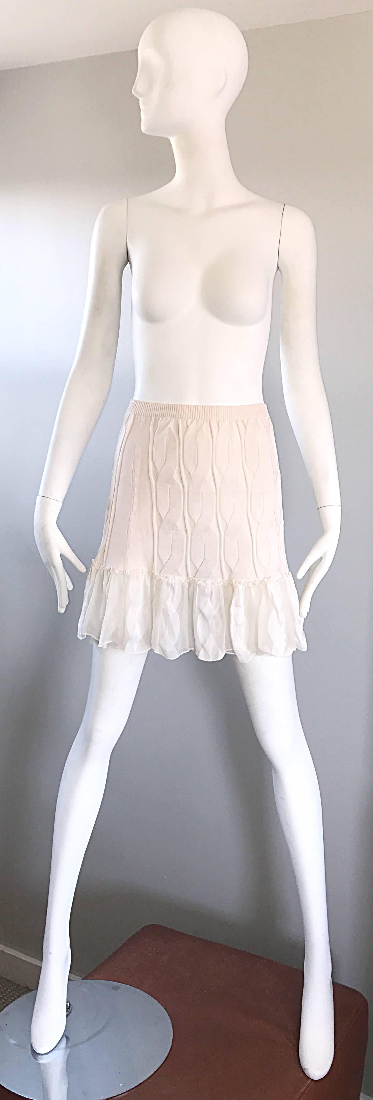 1990s Calvin Klein Collection Ivory Silk Mini Skirt Or Strapless Top Unworn 90s For Sale 4