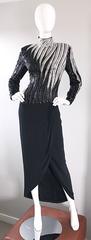 Sensational Vintage Bob Mackie Black and Silver 80s Heavily Beaded Dramatic Gown