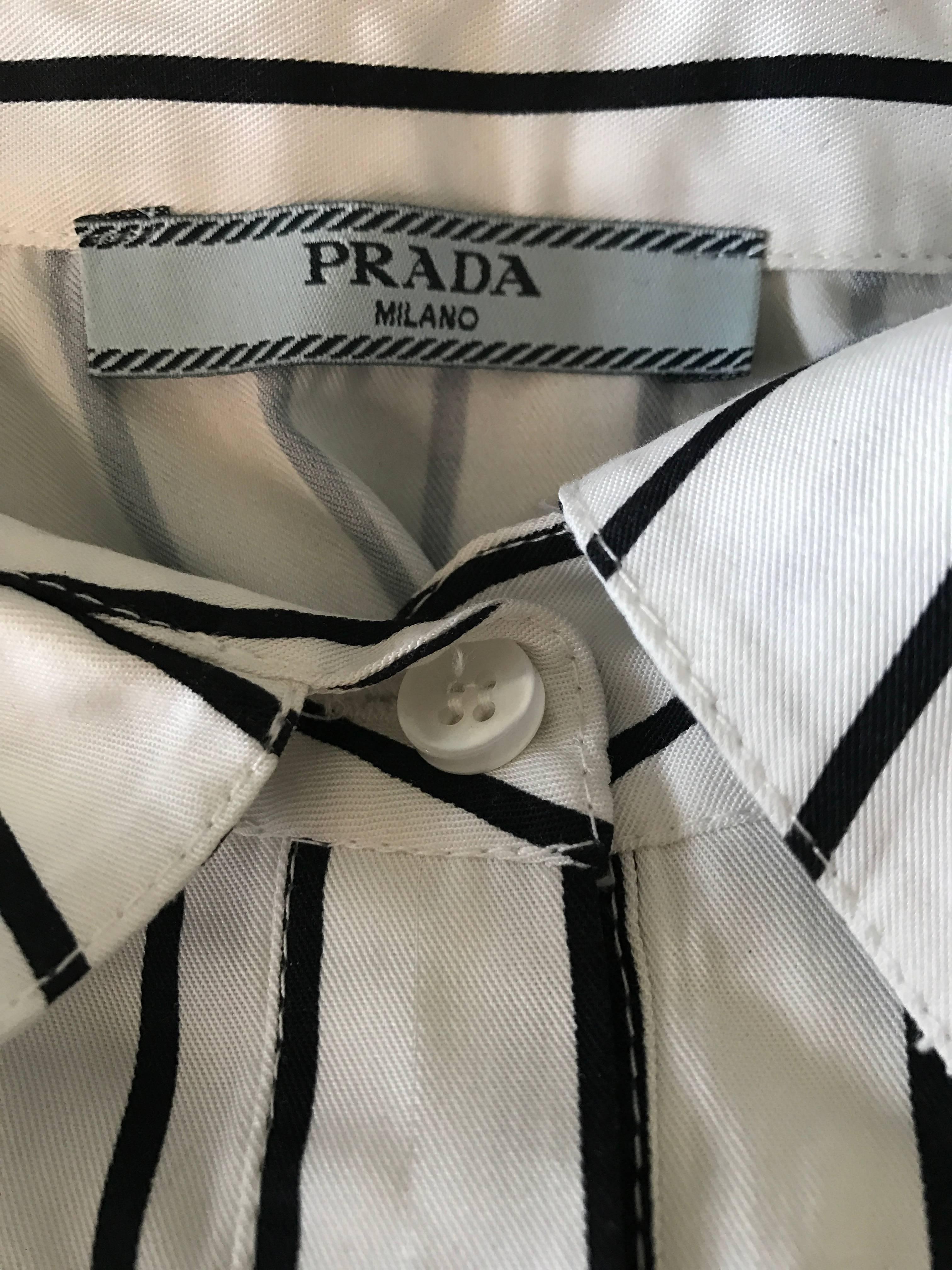 Rare Prada 1990s Mickey Mouse and Minnie Mouse Black and White Striped Jumpsuit 2