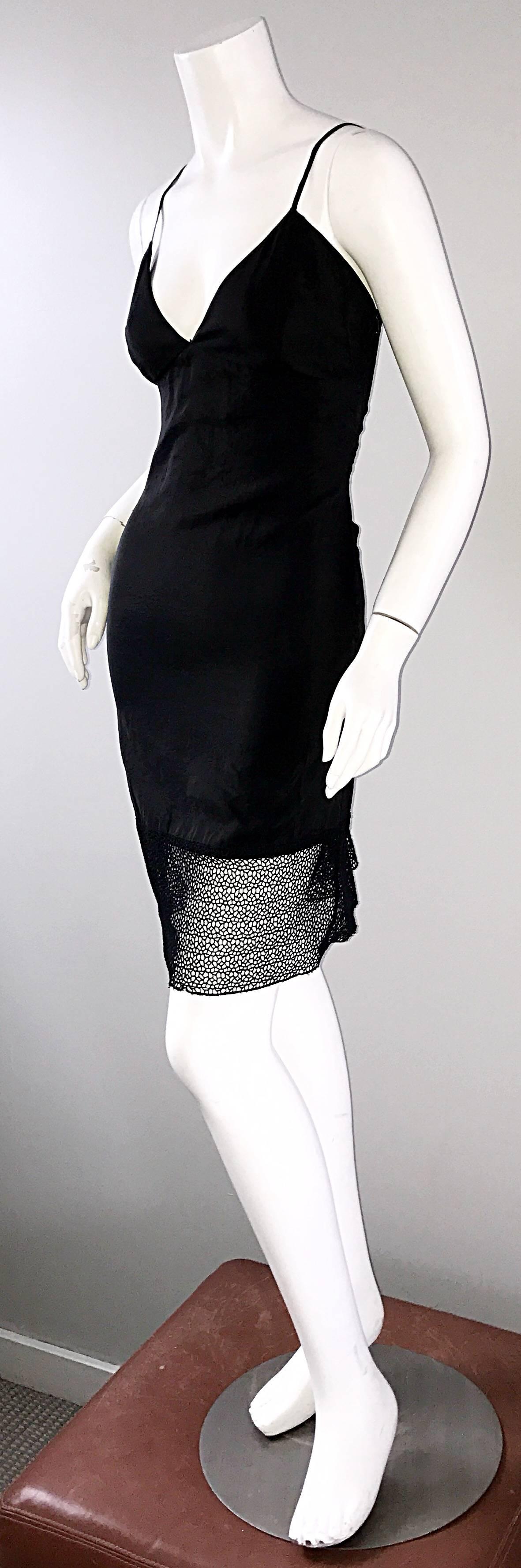 1990s John Richmond Black Minimalist Sexy Vintage 90s Slip Dress LBD For Sale 1