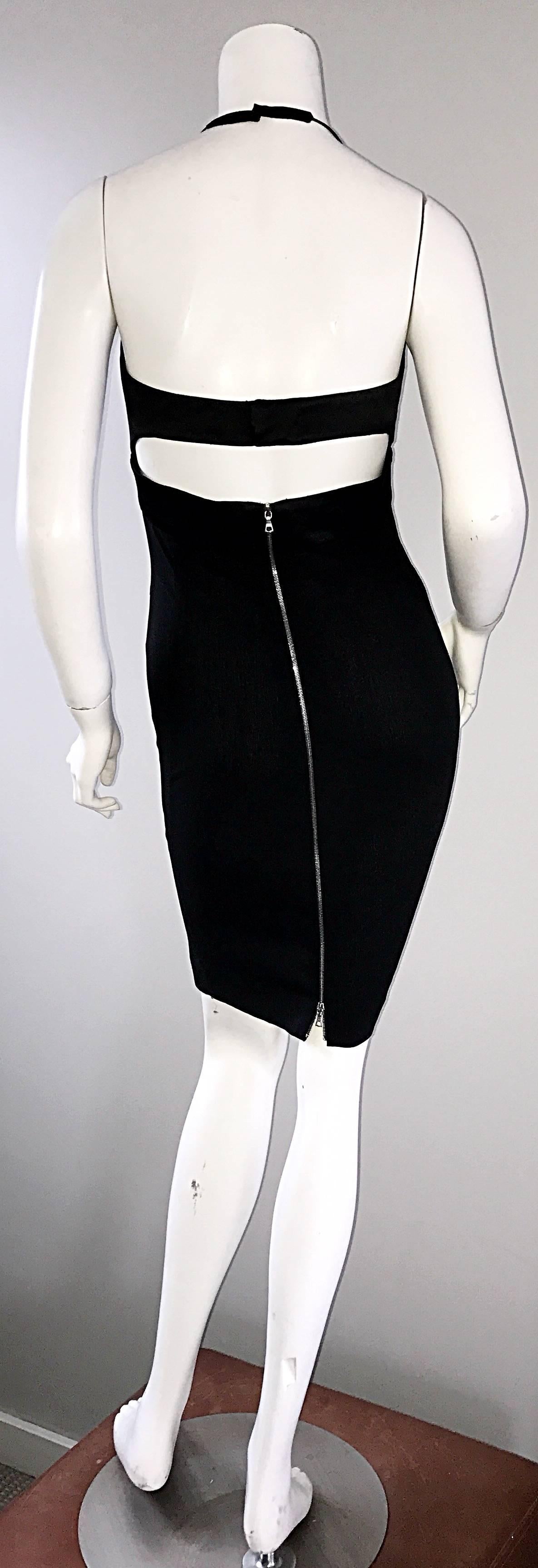 Narcisco Rodriguez First Collection 1997 Black Sexy Bodycon Cut - Out Back Dress In Excellent Condition For Sale In San Diego, CA