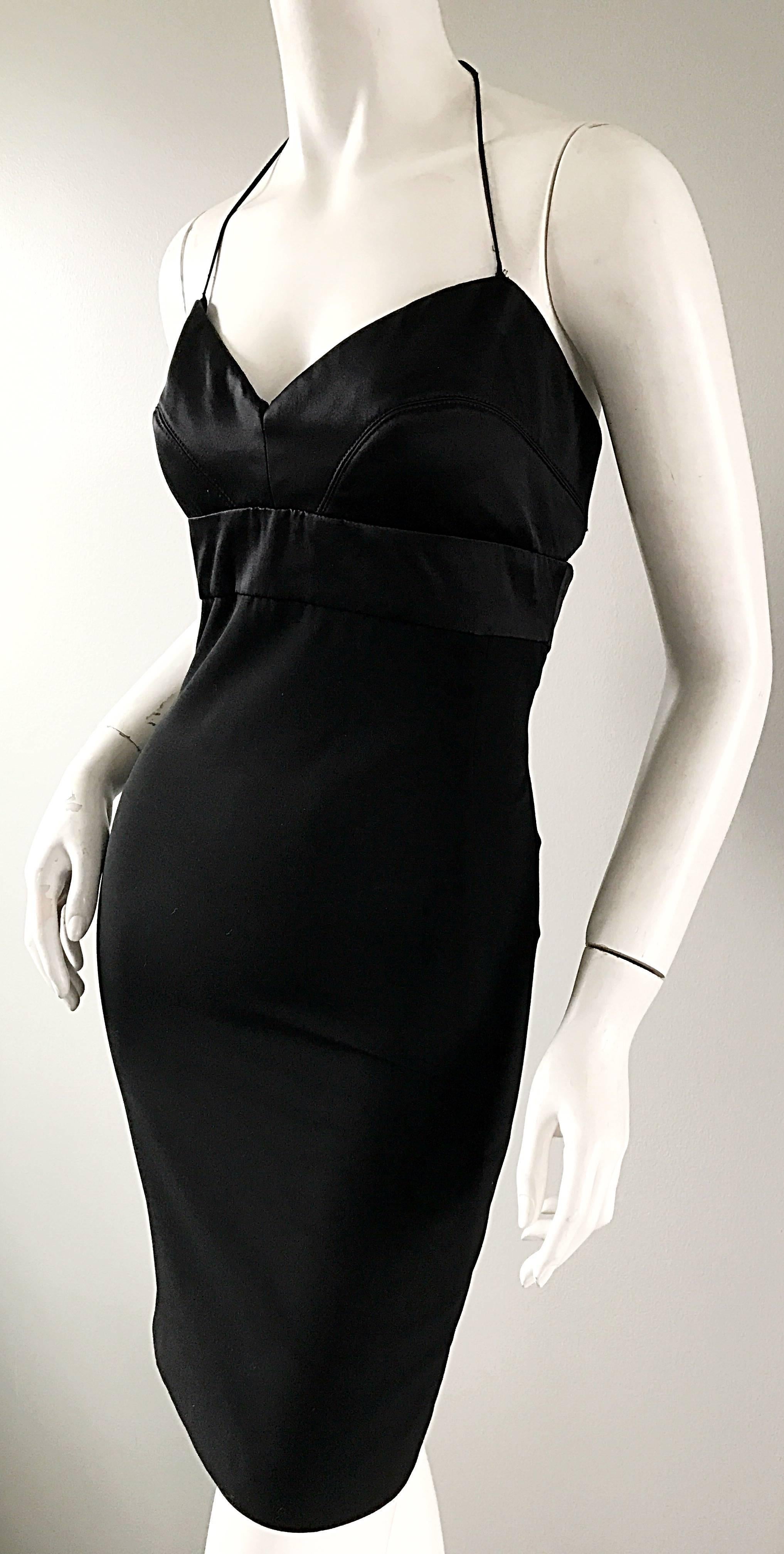Women's Narcisco Rodriguez First Collection 1997 Black Sexy Bodycon Cut - Out Back Dress For Sale