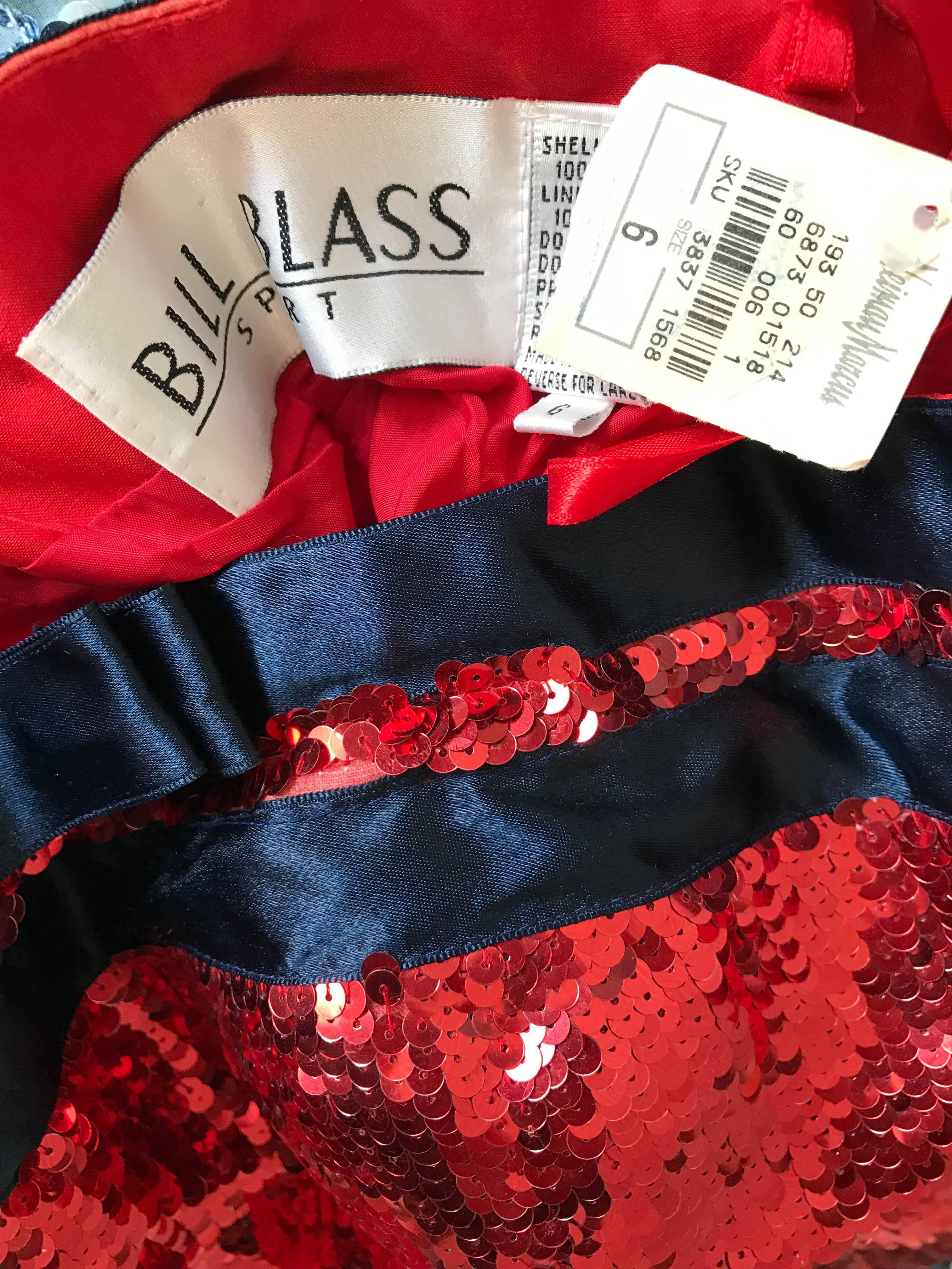 1990s Bill Blass Size 6 Red Sequin Black Strapless Bustier Vintage Corset Top For Sale 3
