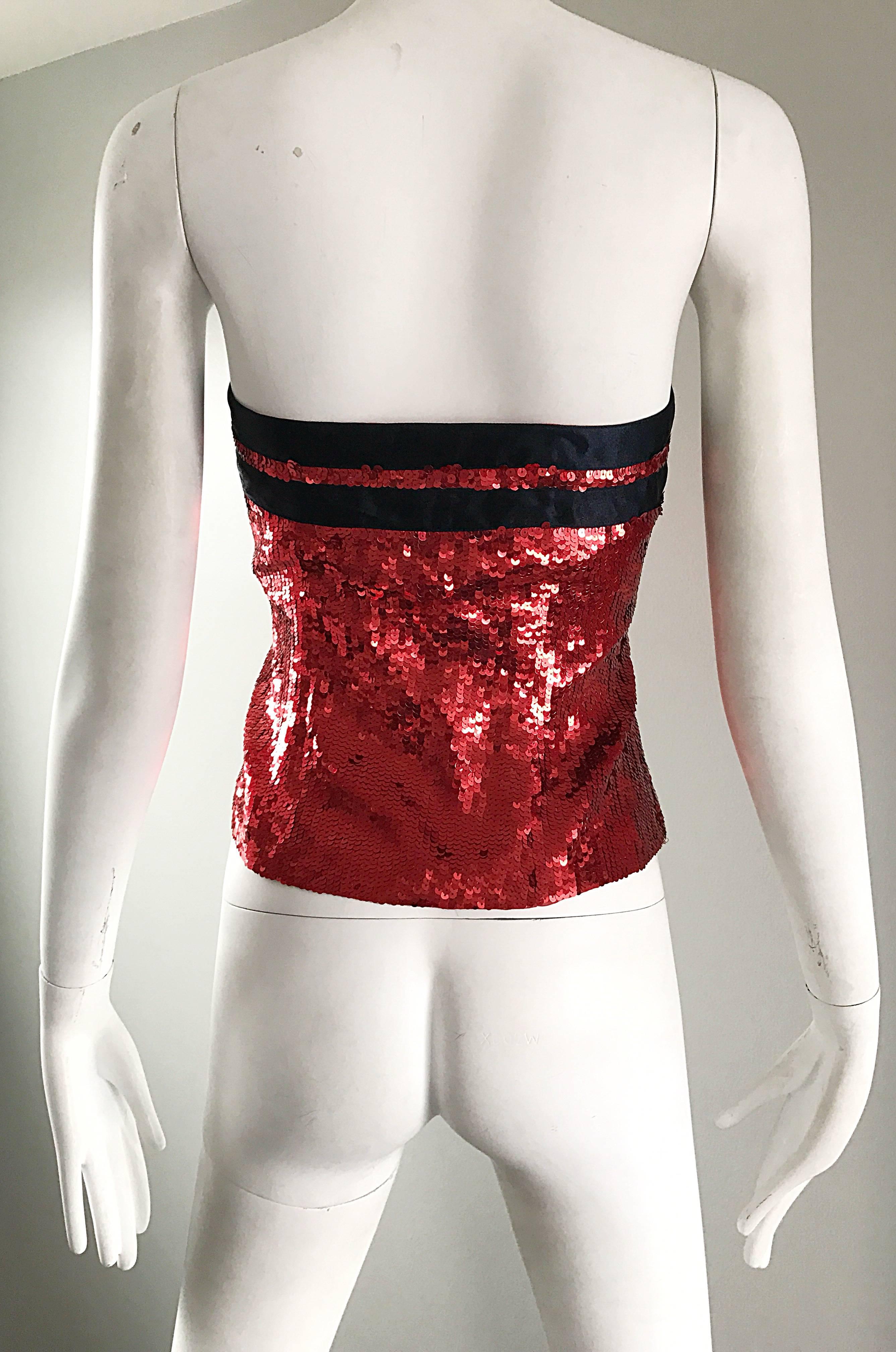 red sequin bustier