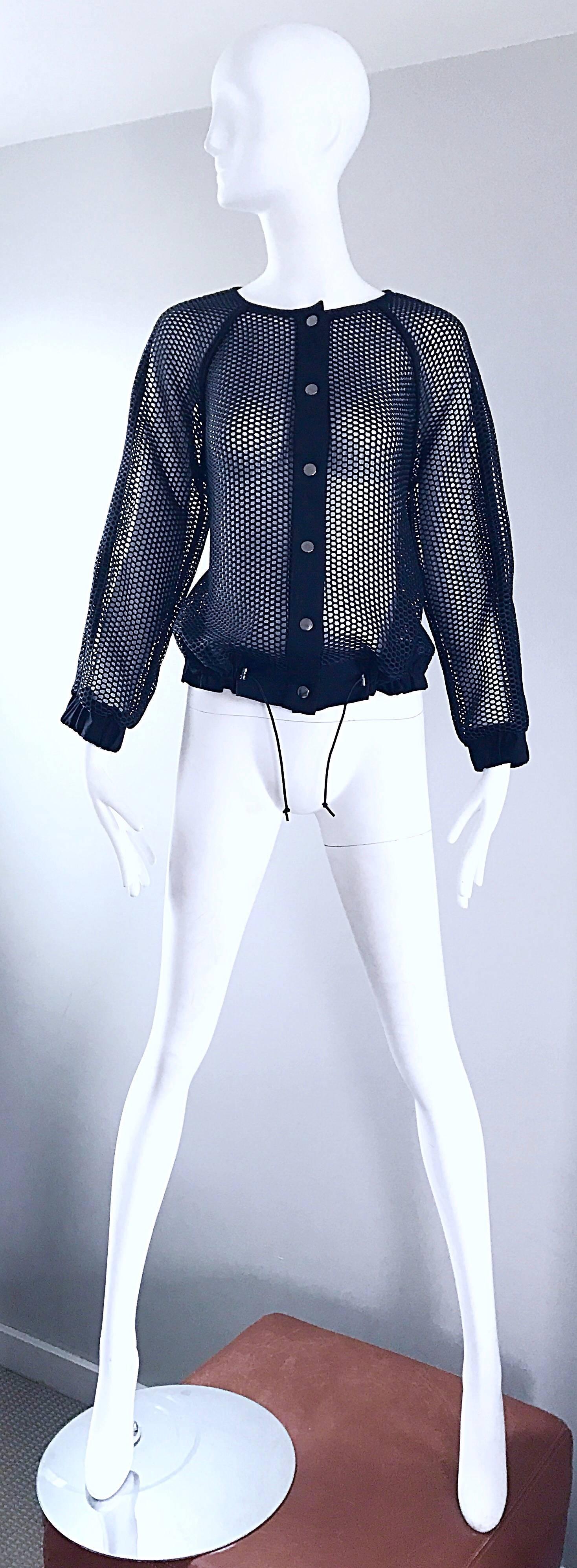 NWT Laver Navy Blue $795 Perforated Cut - Out Net Nautical Jacket Top Cover Up In New Condition In San Diego, CA