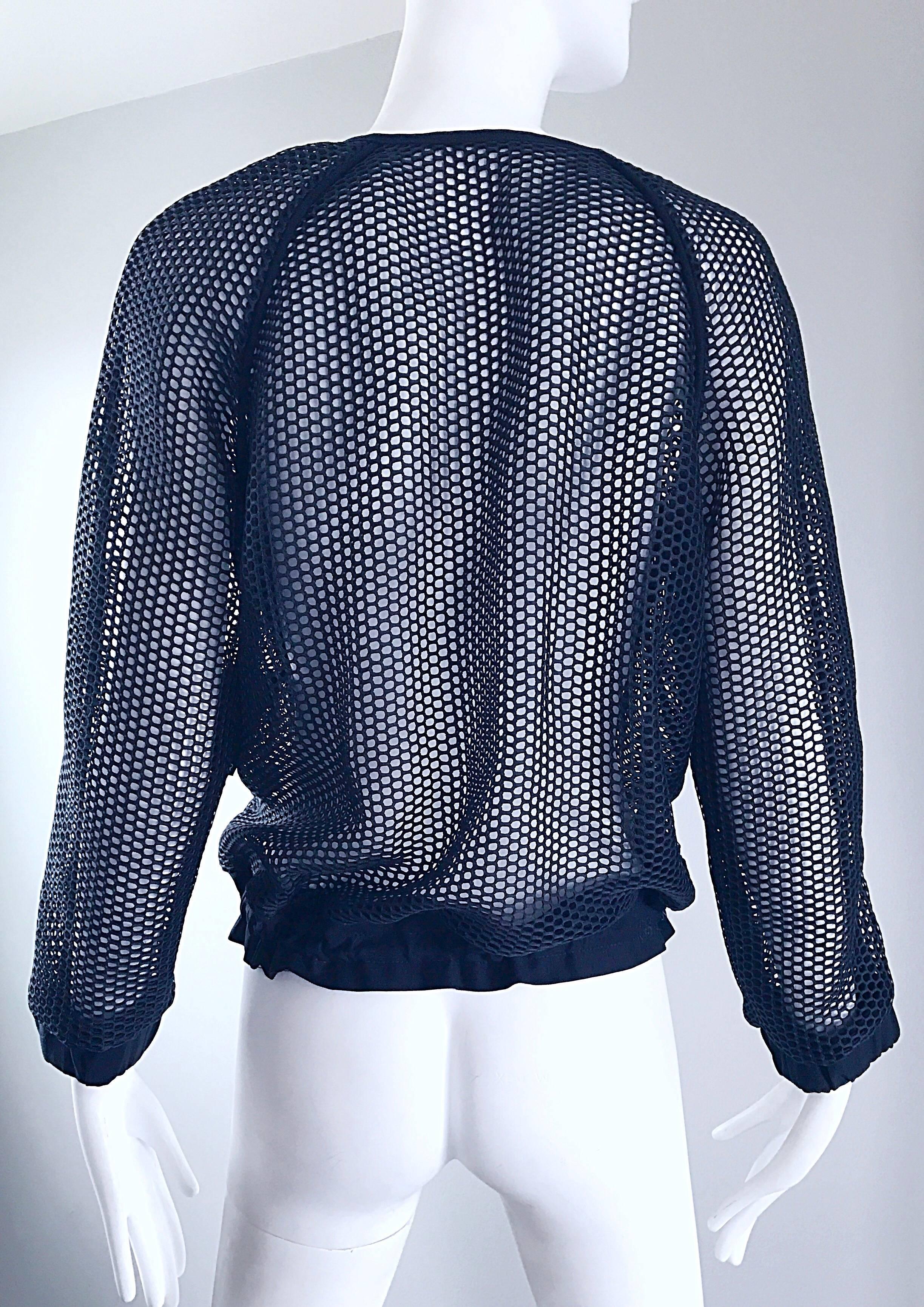 NWT Laver Navy Blue $795 Perforated Cut - Out Net Nautical Jacket Top Cover Up 1