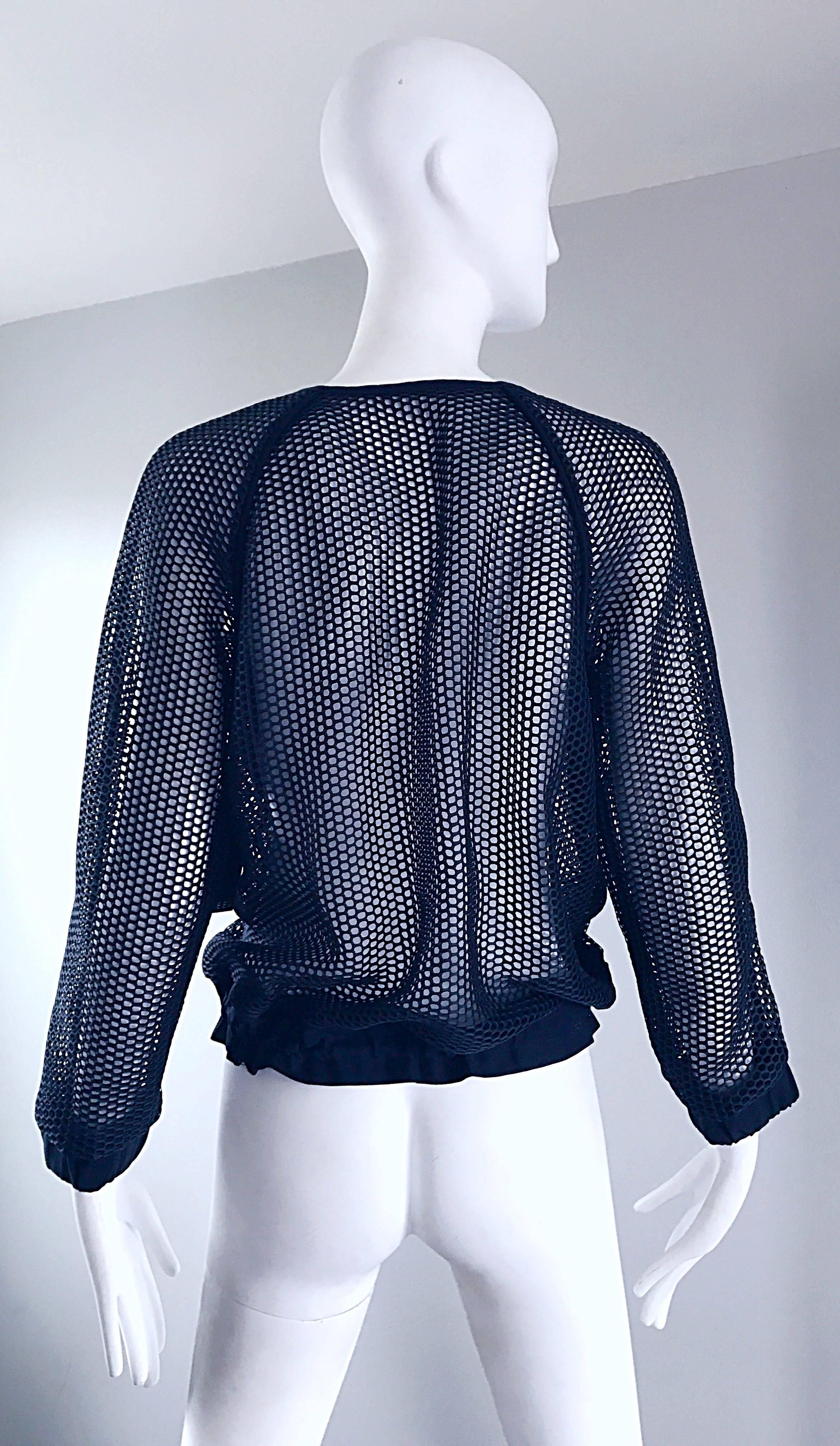 NWT Laver Navy Blue $795 Perforated Cut - Out Net Nautical Jacket Top Cover Up 4