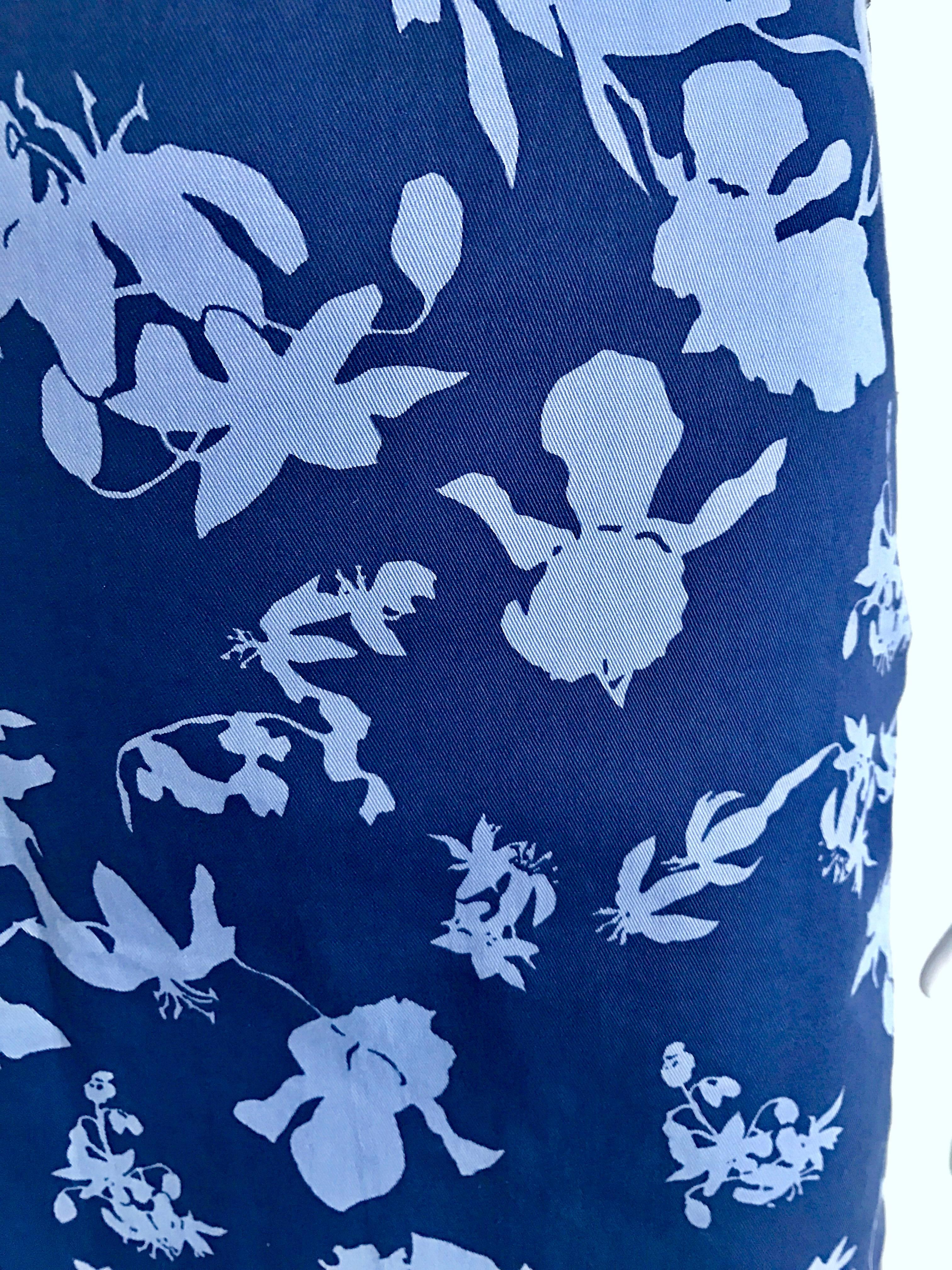 New Michael Kors Collection Size 8 Navy + Light Blue Nautical Cotton Mini Skirt For Sale 3
