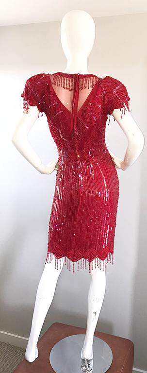 Incredible Lipstick Red Silk Sequin Beaded Flapper Style Vintage ...