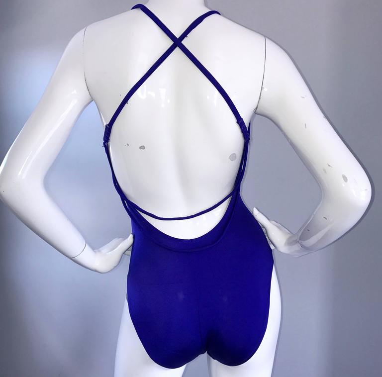 Amazing Vintage Bill Blass Royal Blue Avant Garde One Piece Swimsuit