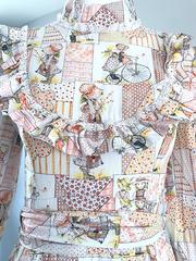 1970s Holly Hobbie Novelty Print Victorian Inspired Cotton Vintage Maxi Dress