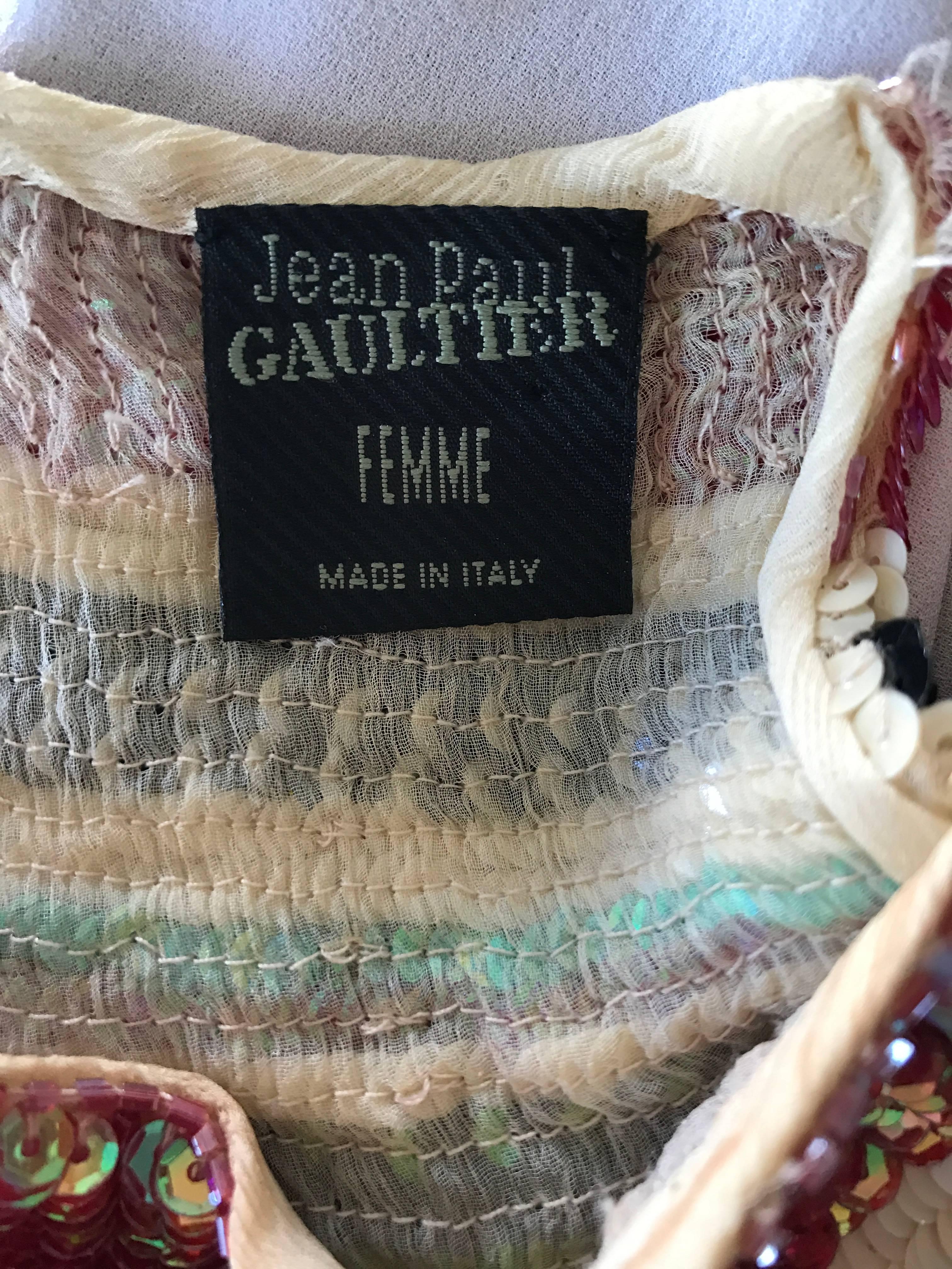 Rare Vintage Jean Paul Gaultier 1990s Silk Sequin ' Navajo ' 90s Blouse Top  5