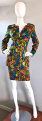 Vintage Vicky Tiel Couture Beautiful Silk Watercolor Skirt and Jacket Suit