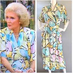 Betty White's " Golden Girls " Vintage 1980s Boho Pastel Abstract Shirt Dress