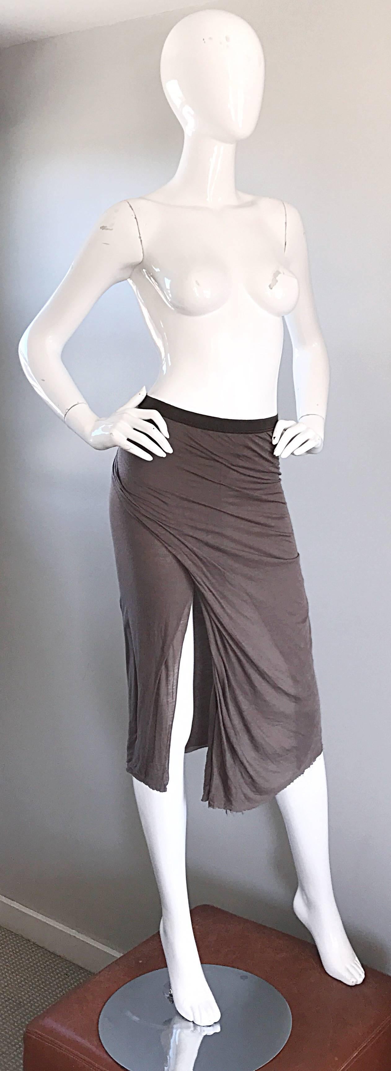 Women's Rick Owens Dust Light Brown Asymmetrical Bodycon Runway Skirt or Strapless Top  For Sale
