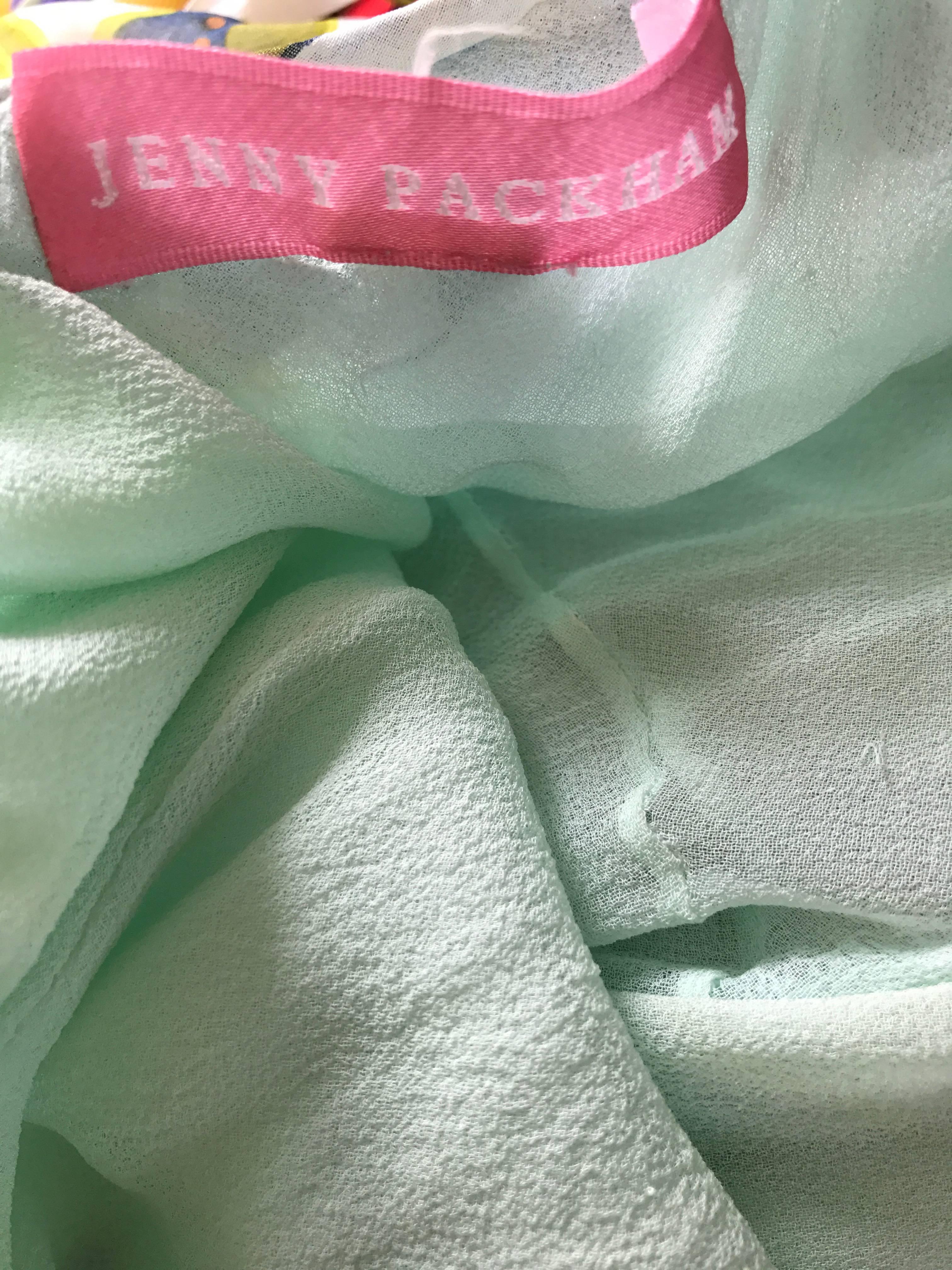 Beautiful 1990s Jenny Packham Silk Chiffon Flower Printed Handkerchief Hem Dress For Sale 2