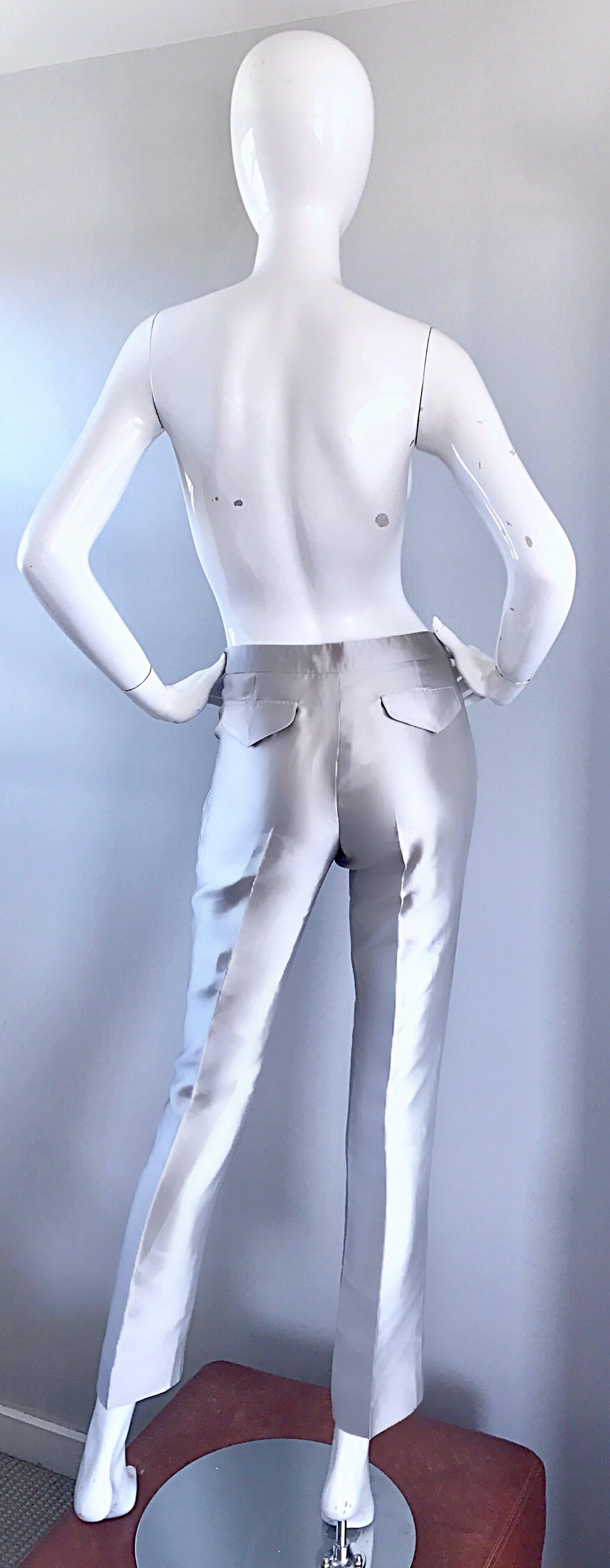 silver metallic pants