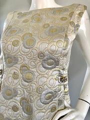 Amazing 1960s Demi Couture Silver and Gold Silk Brocade Rhinestone Vintage Gown