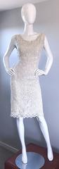 Beautiful 1950s White + Silver Raffia Hand Made Vintage 50s Wiggle Couture Dress