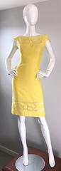 Amazing 1950s Canary Yellow Silk Vintage Cut - Out 50s Bombshell Wiggle Dress
